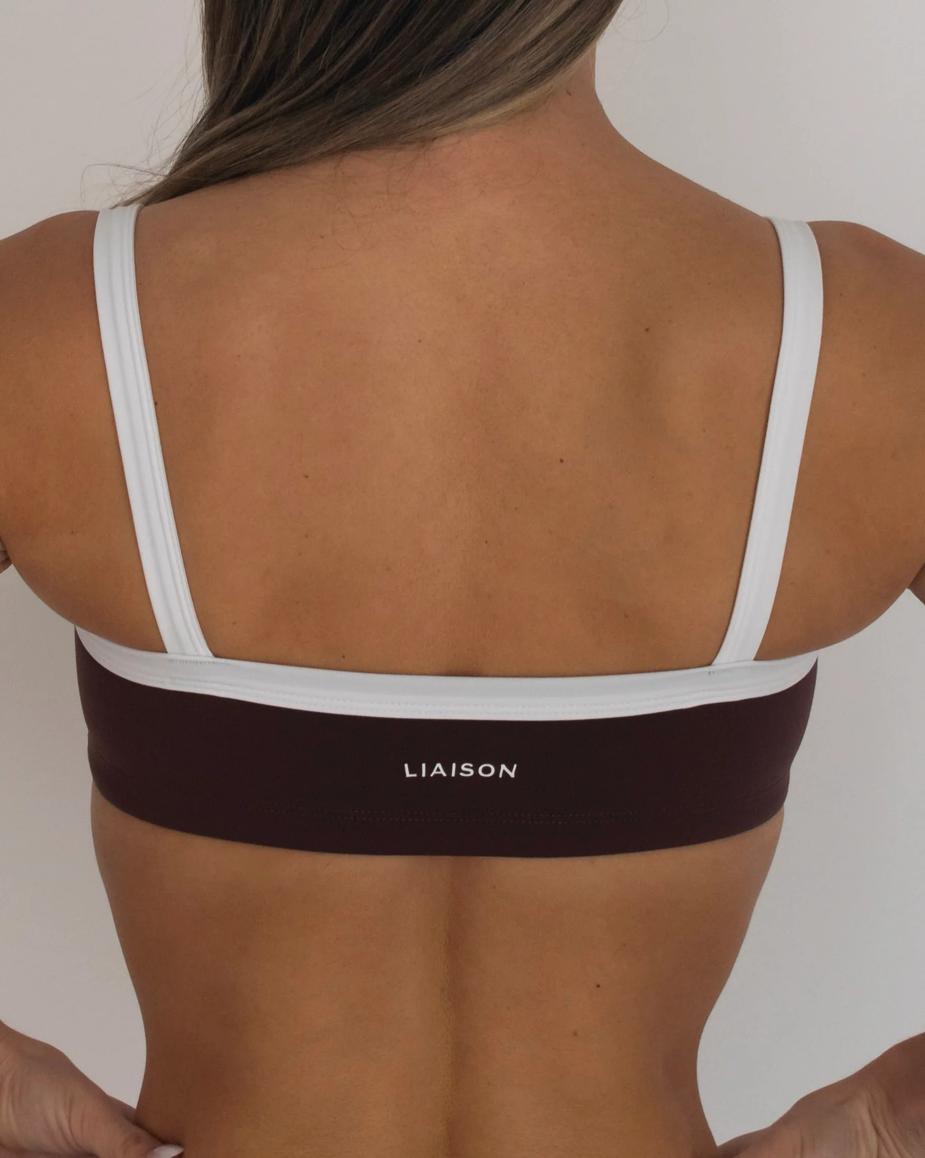 Basic Contrast Bra - Mocha Brown & White - Image 4