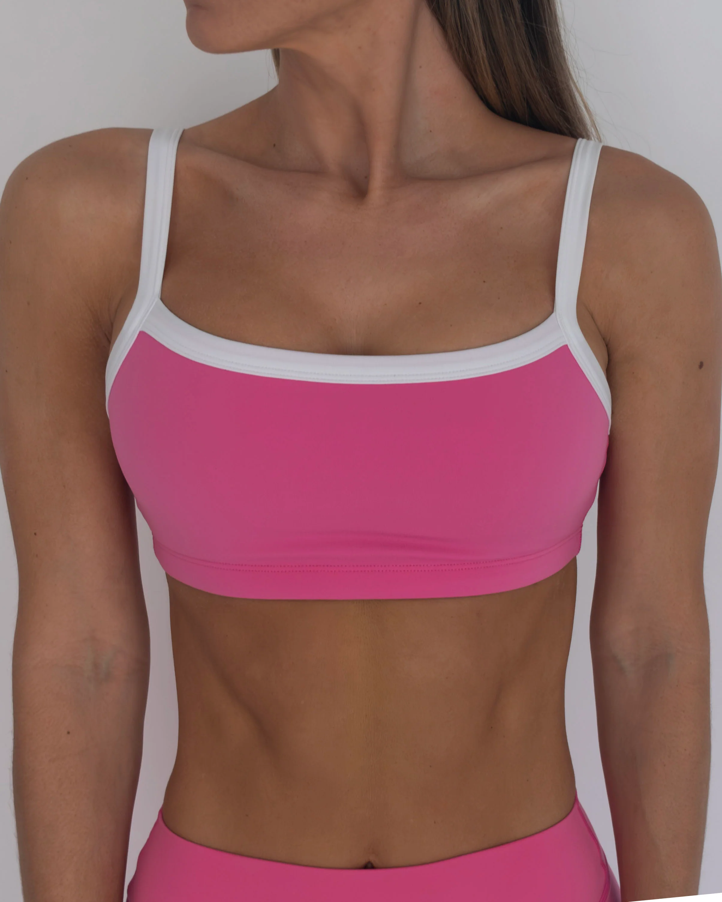Basic Contrast Bra - Passion Pink & White - Image 2