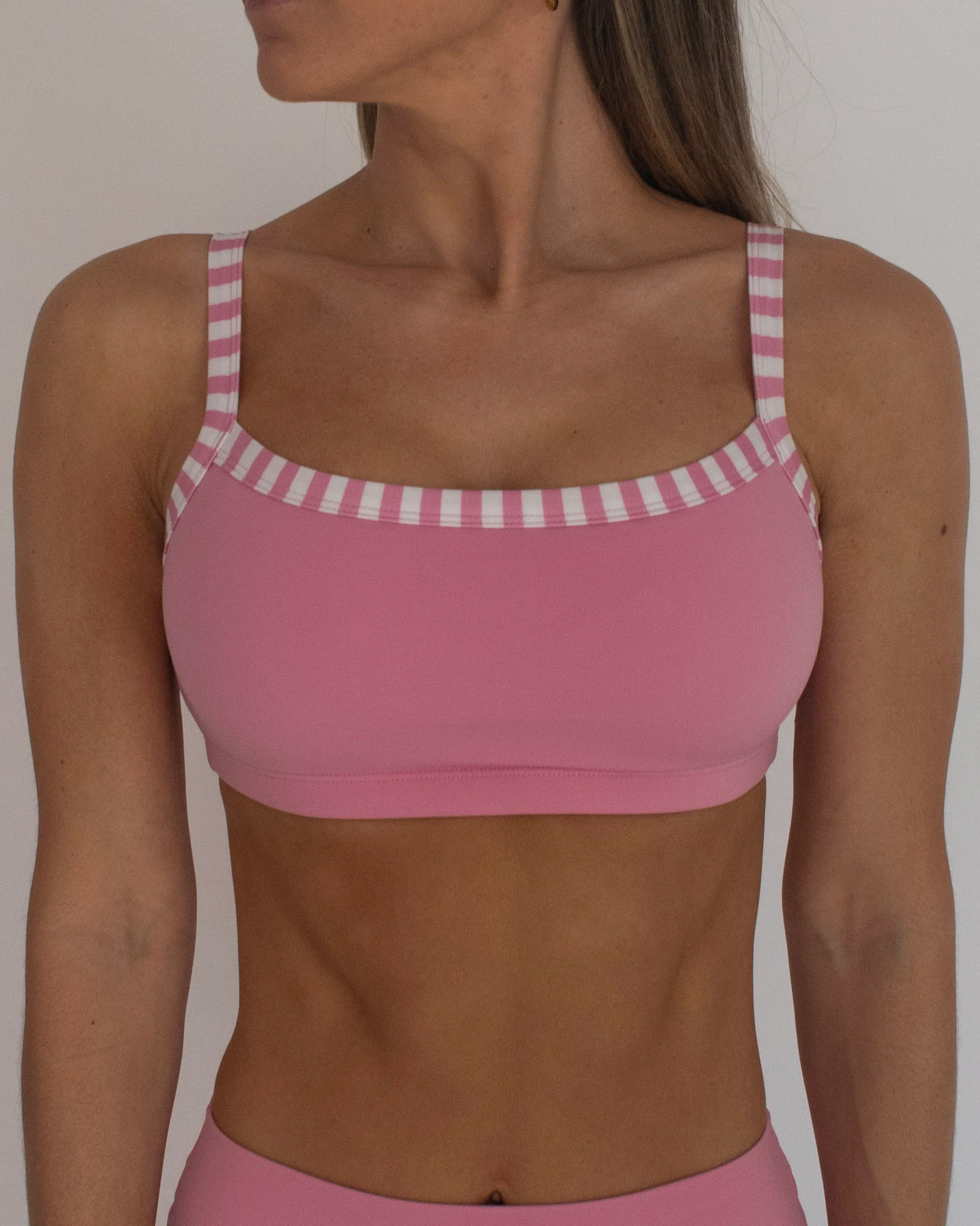 Basic Contrast Bra - Petal Pink & Stripes - Image 2