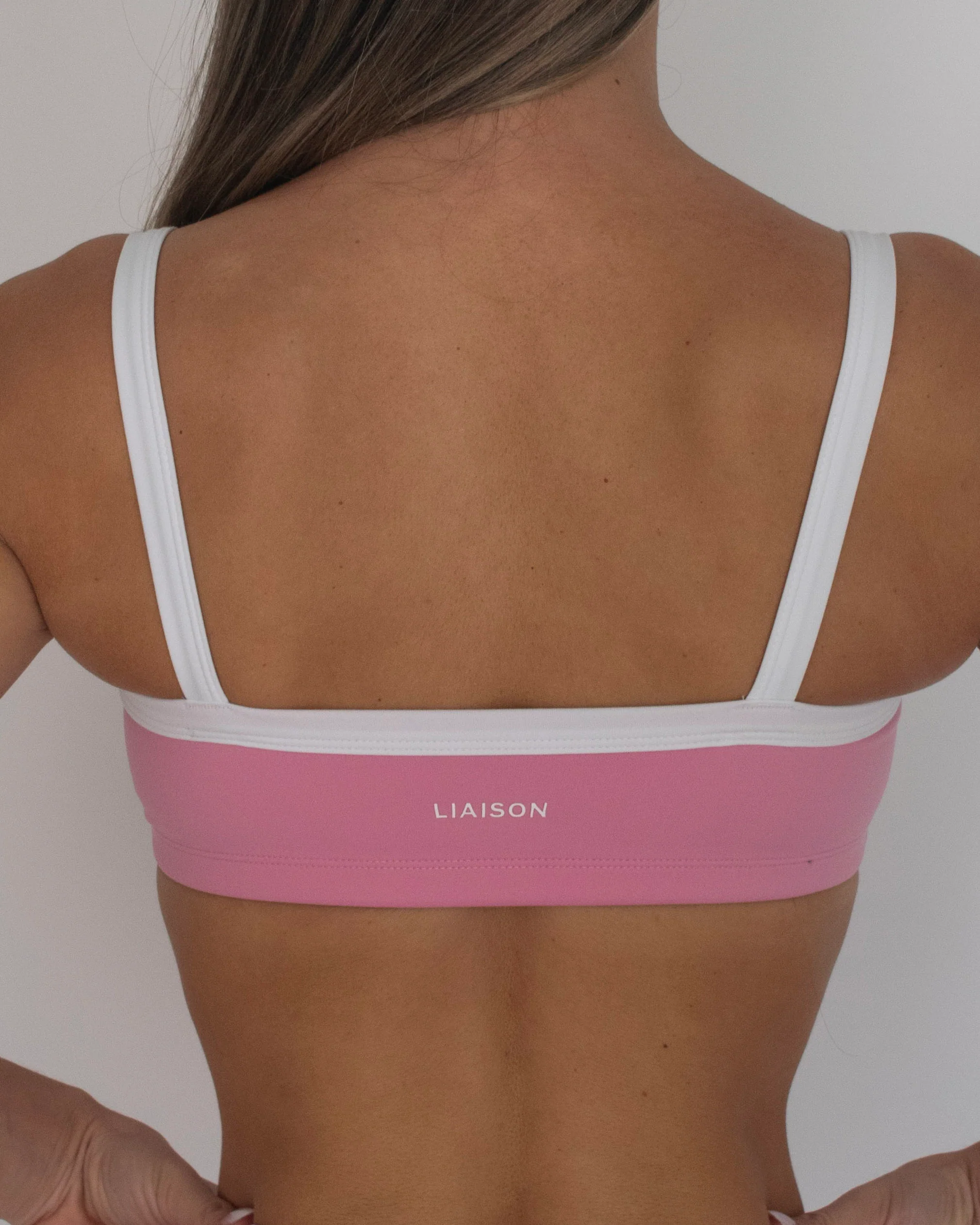 Basic Contrast Bra - Petal Pink & White - Image 4