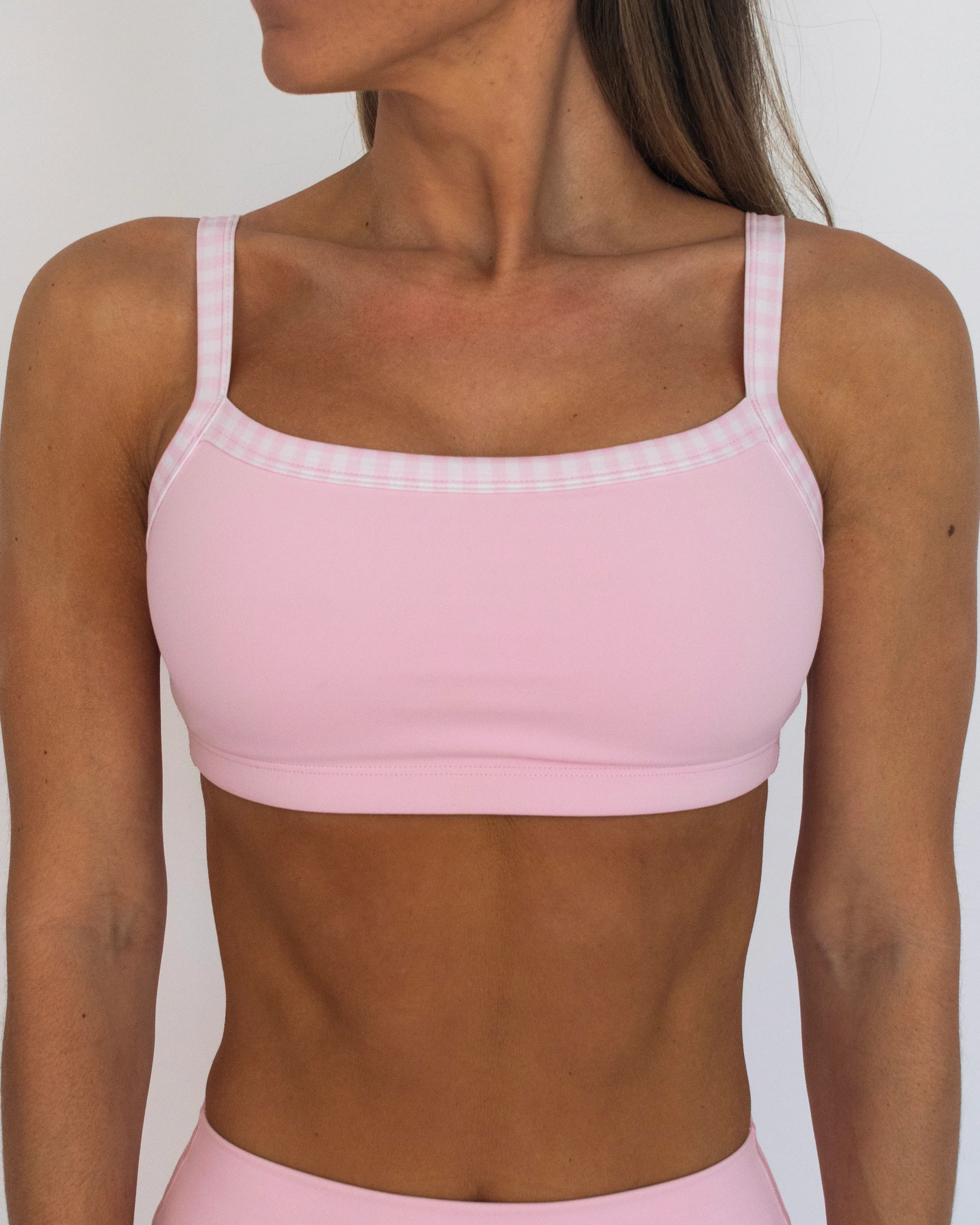 Basic Contrast Bra - Soft Pink & Gingham - Image 2