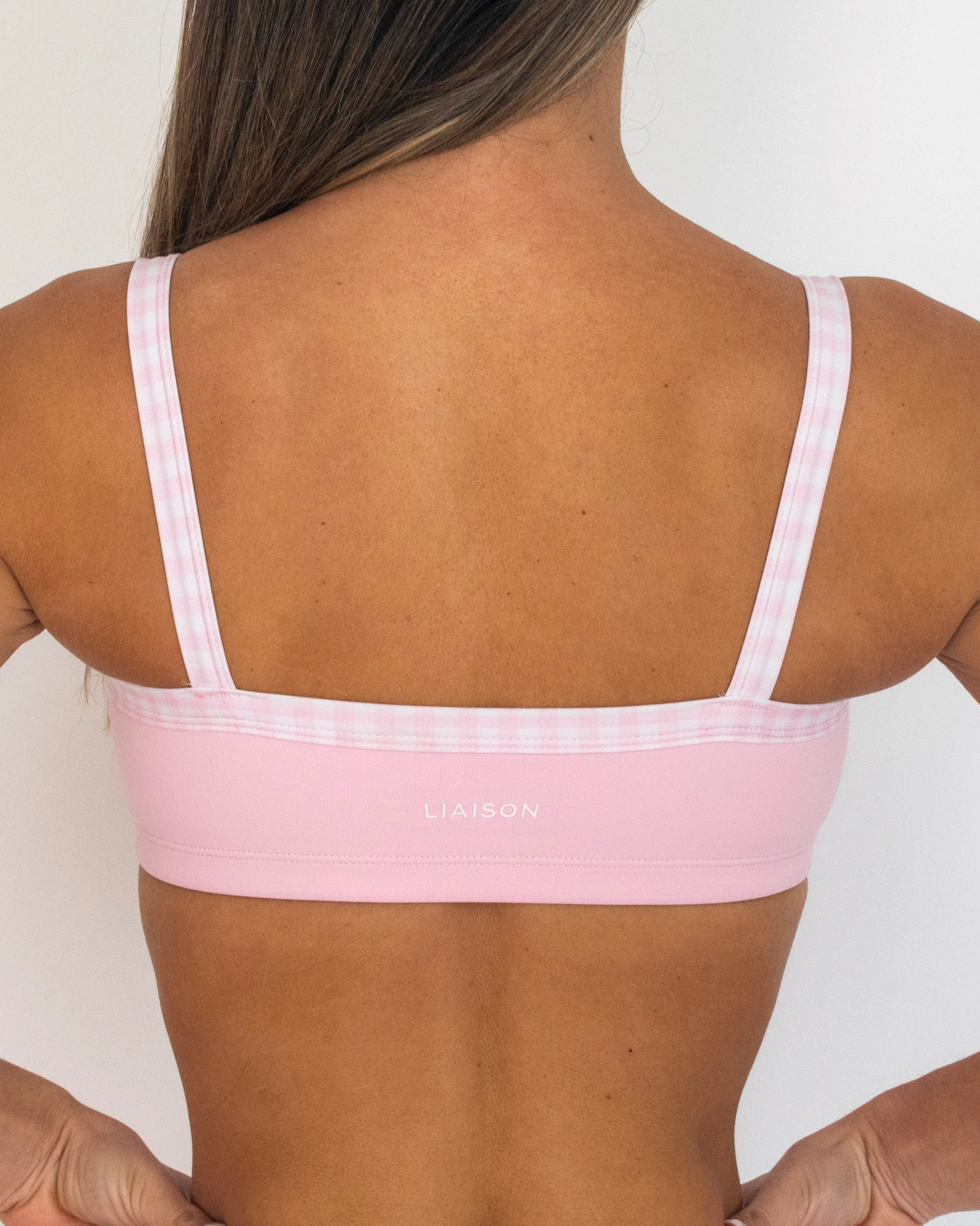 Basic Contrast Bra - Soft Pink & Gingham - Image 4