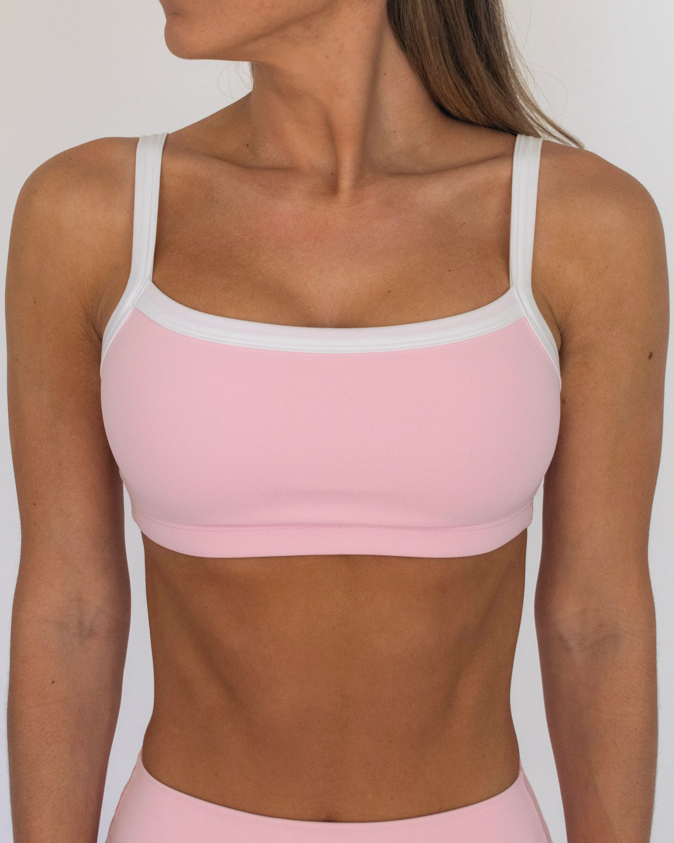 Basic Contrast Bra - Soft Pink & White - Image 2