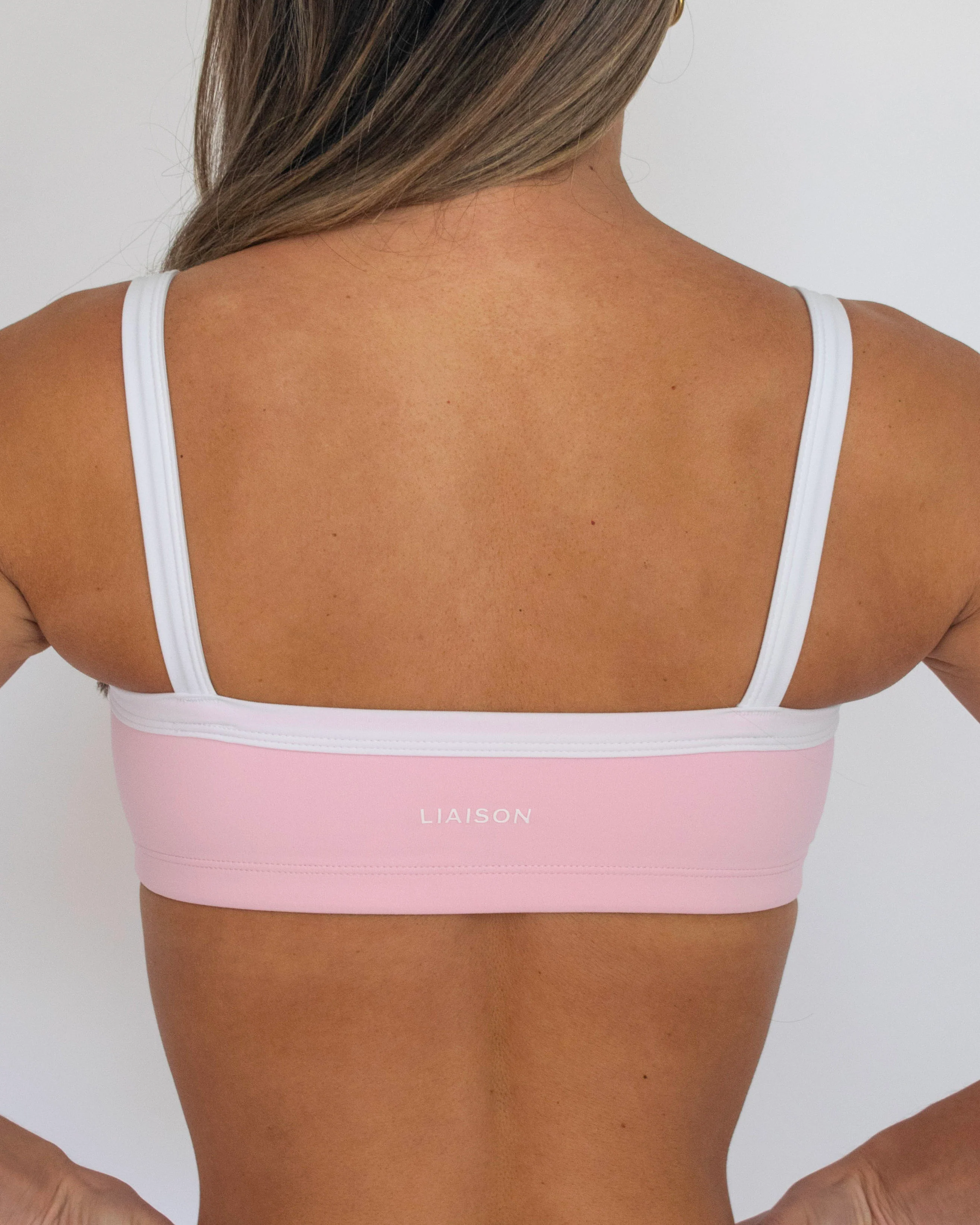 Basic Contrast Bra - Soft Pink & White - Image 4