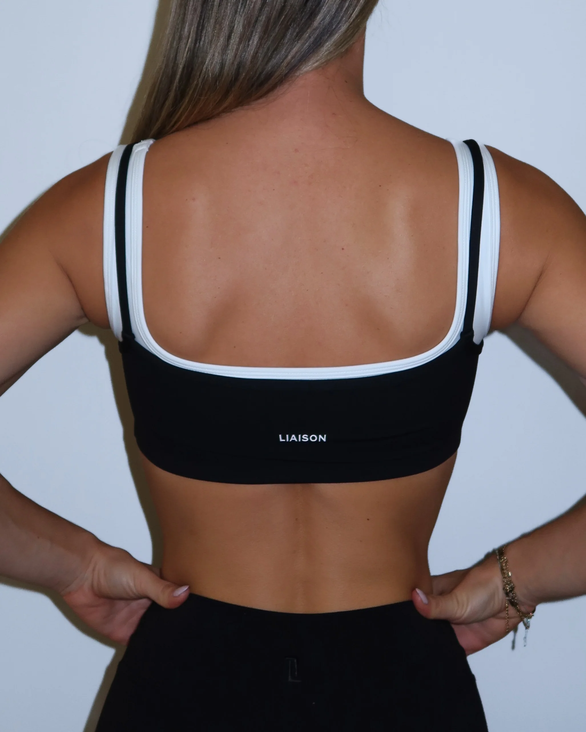 Double Layer Core Bra - Black & White - Image 4