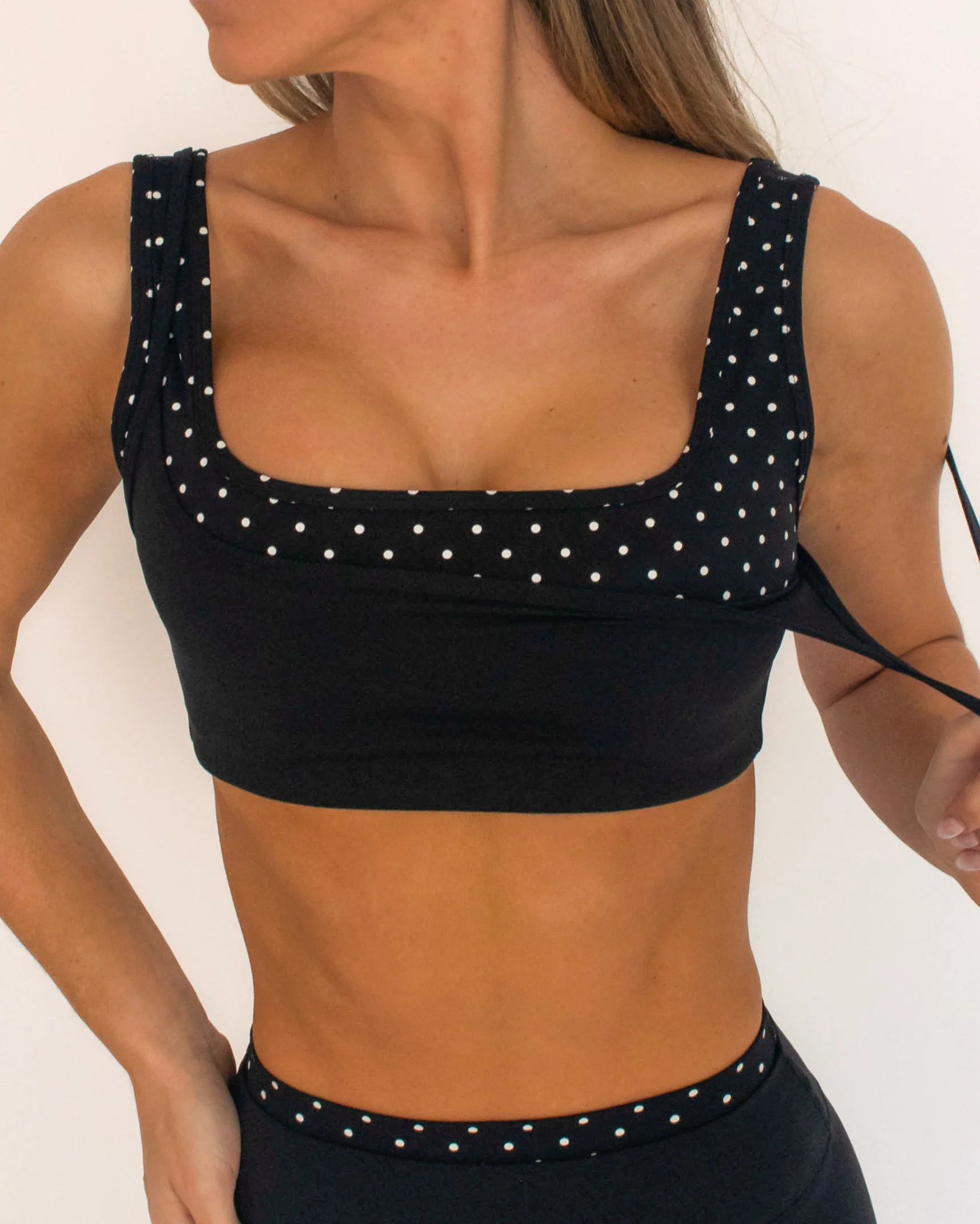 Double Layer Core Bra - Black & White Polka Dots - Image 5