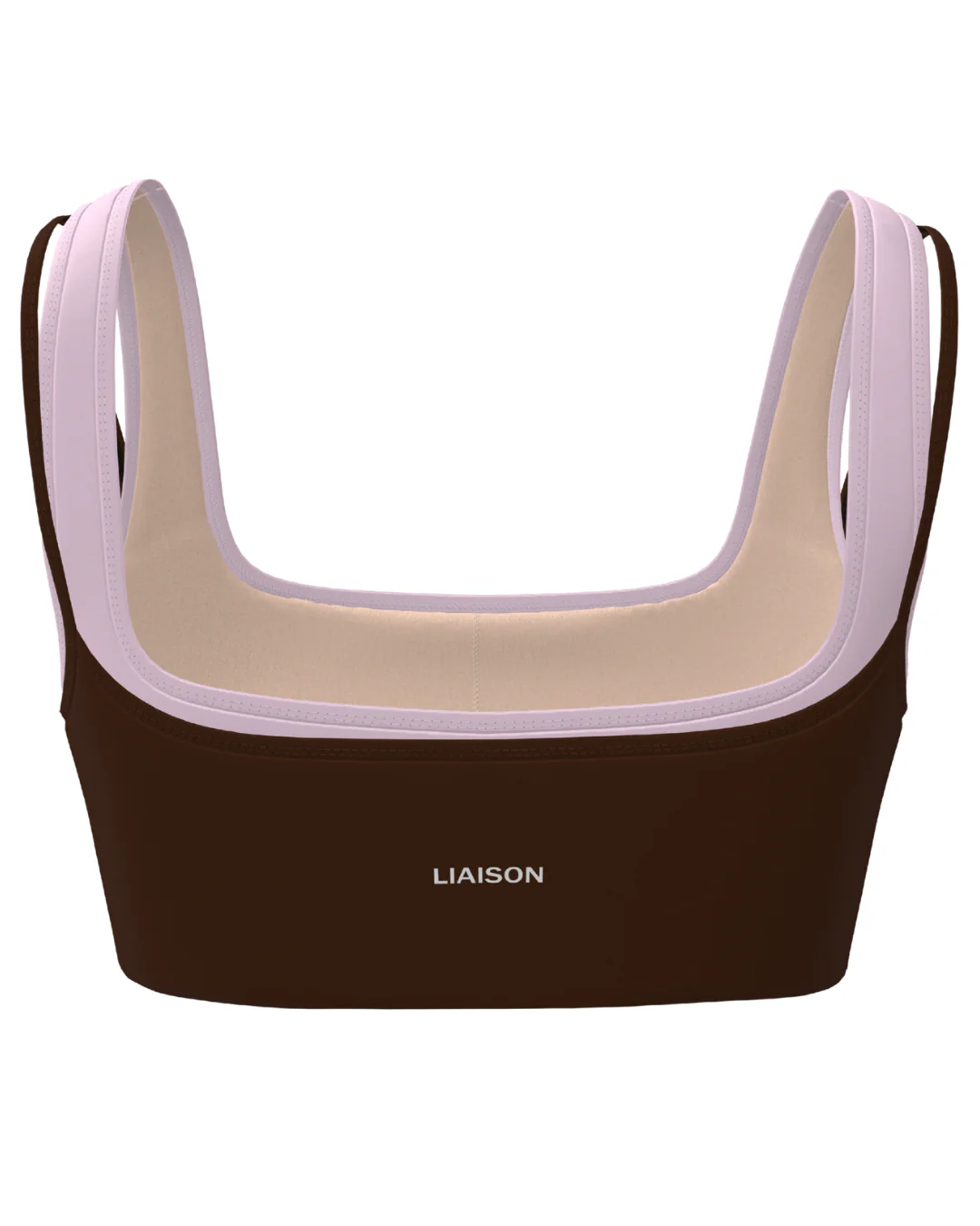 Double Layer Core Bra - Mocha Brown & Soft Pink - Image 2