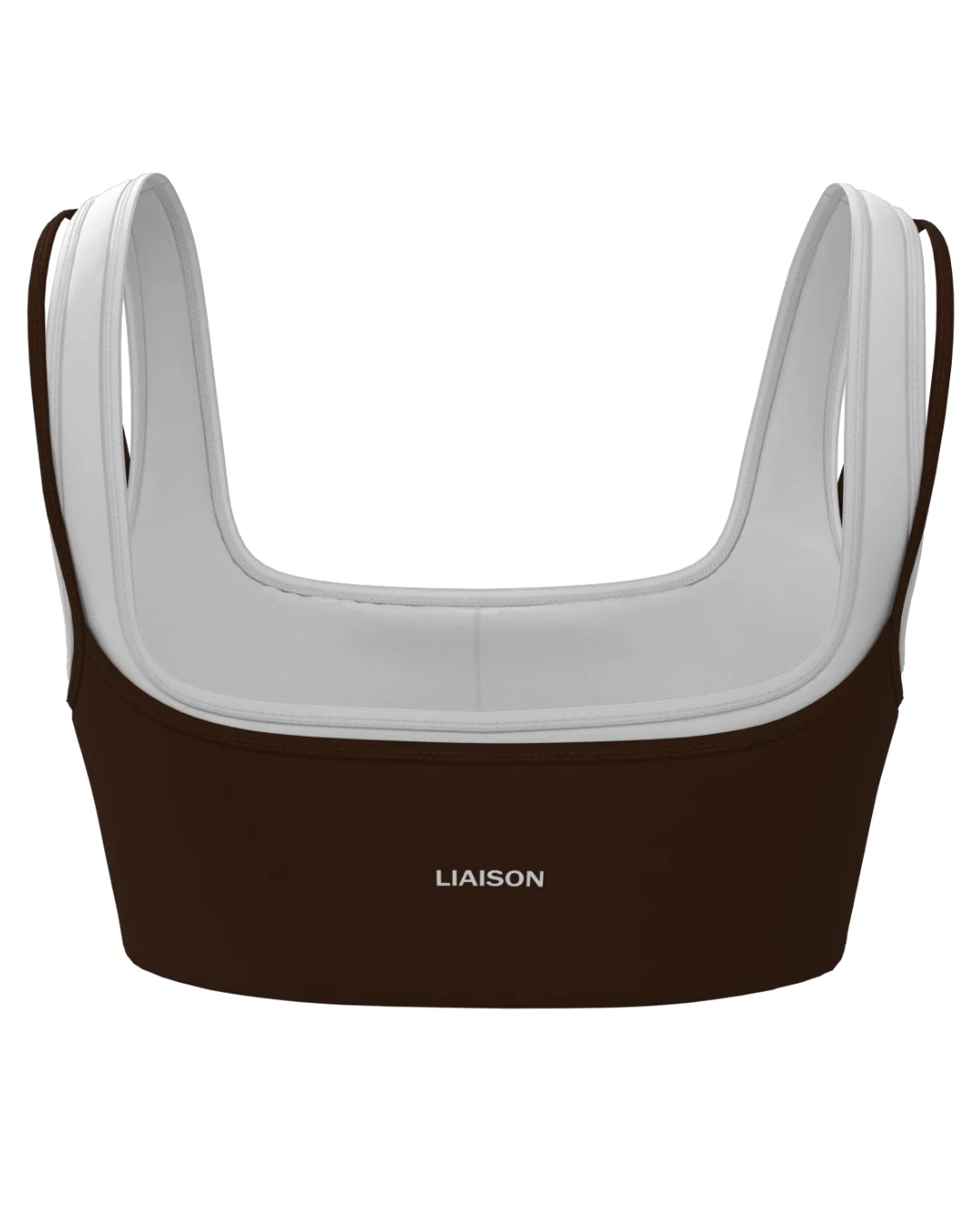 Double Layer Core Bra - Mocha Brown & White - Image 3