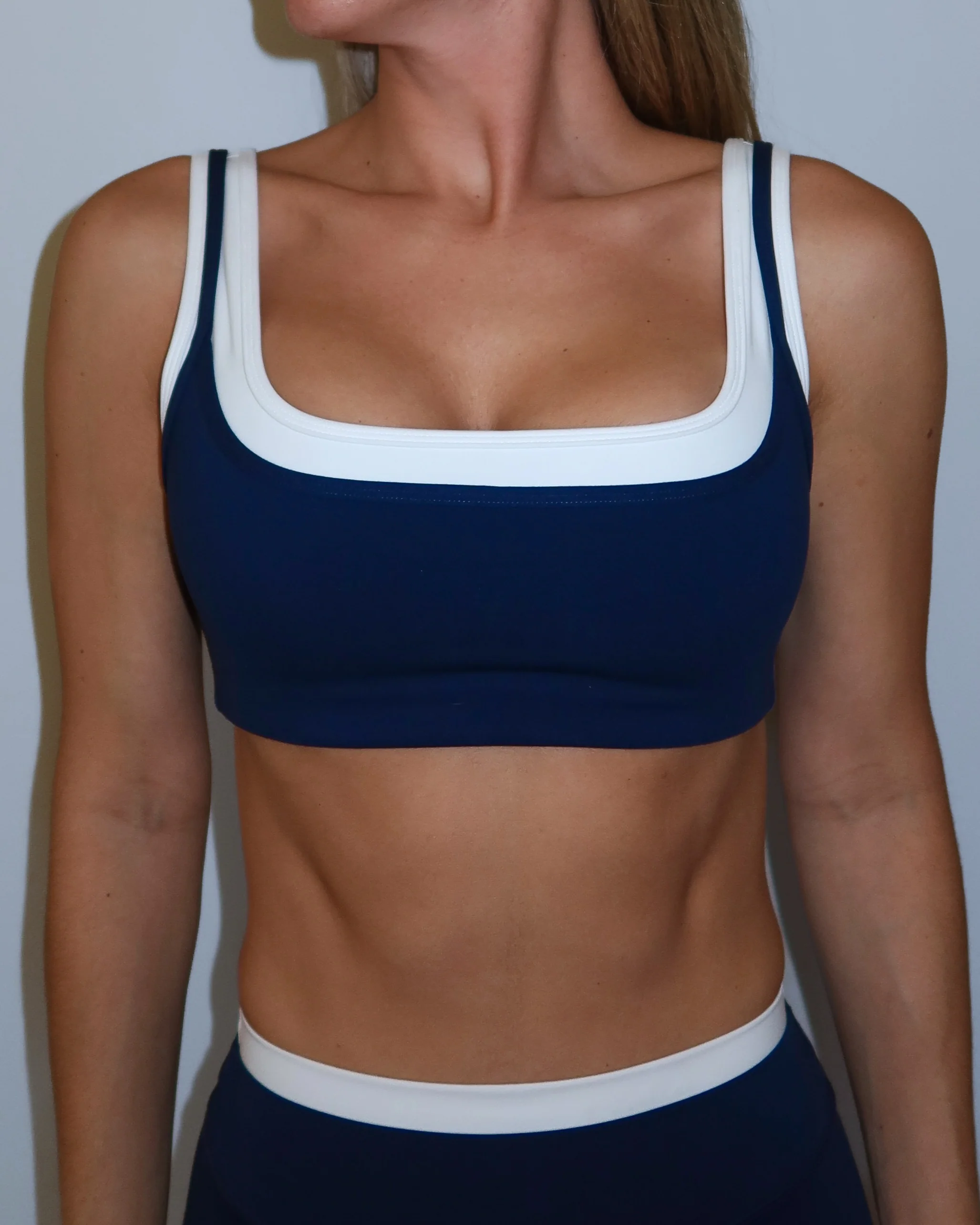 Double Layer Core Bra - Navy & White - Image 2