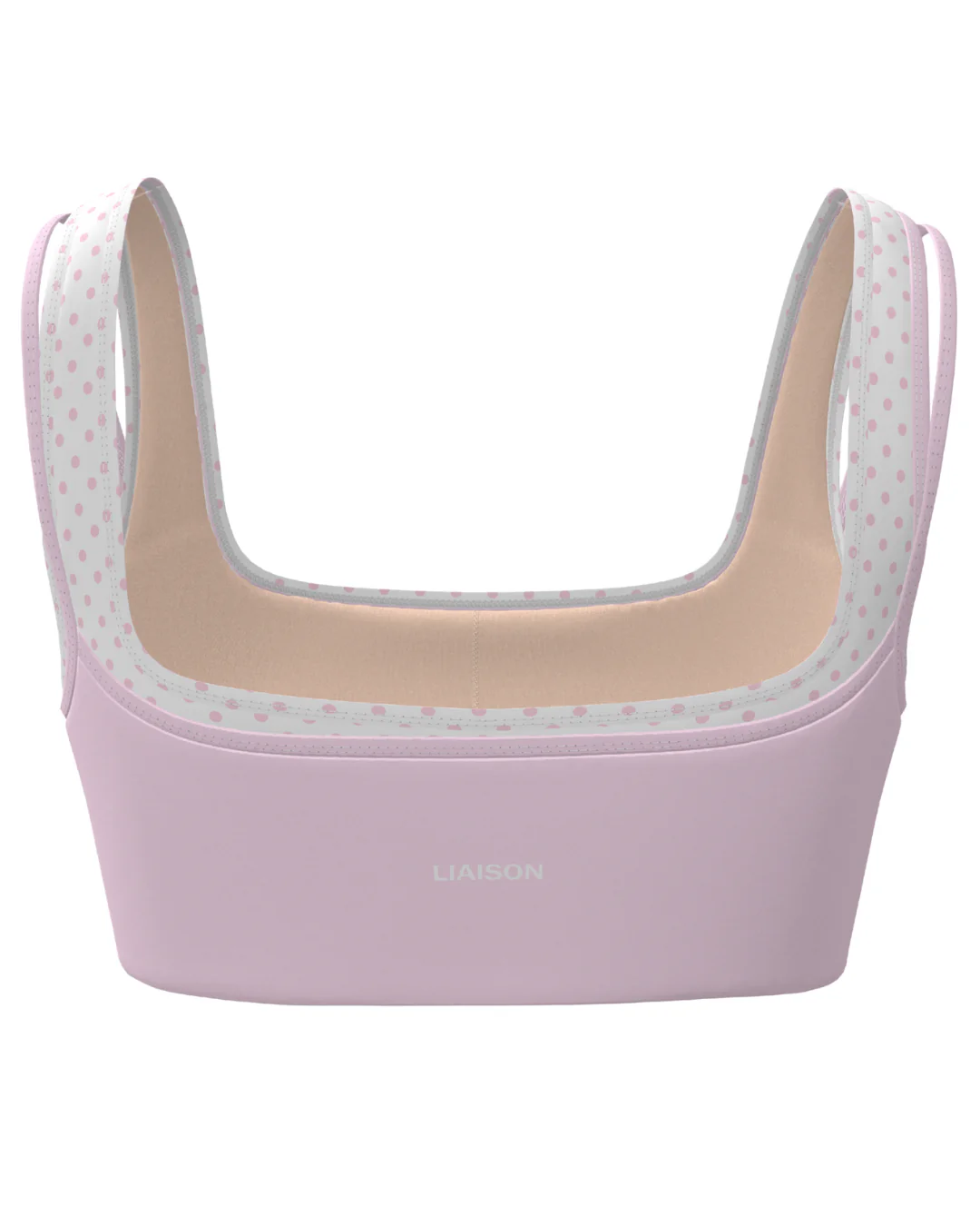Double Layer Core Bra - Soft Pink & White Polka Dots - Image 2