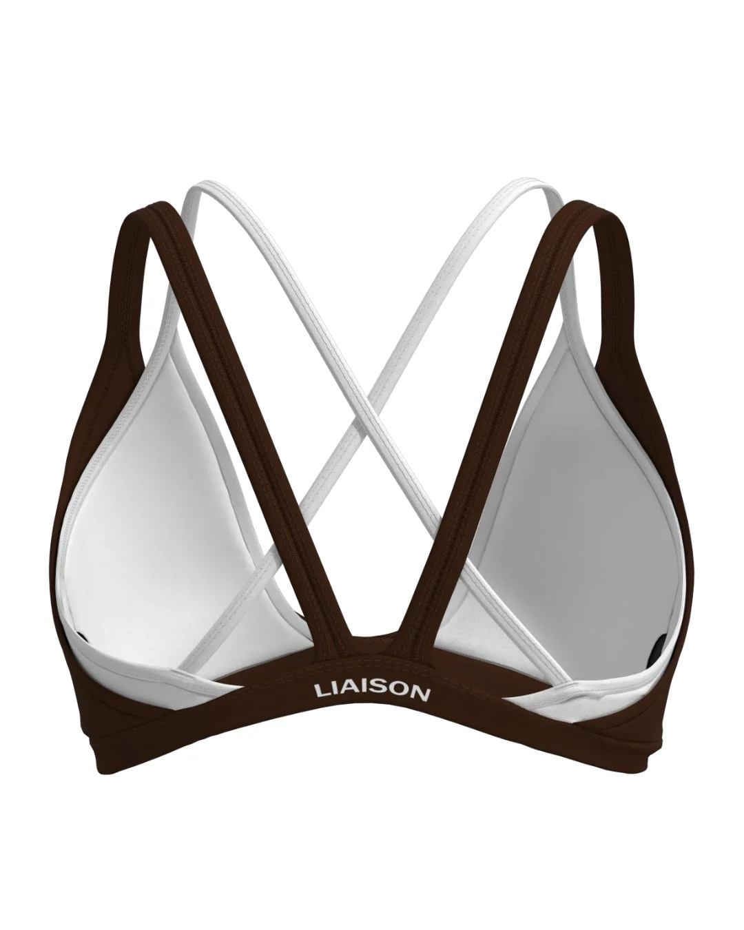 Double Layer Pulse Bra - Mocha Brown & White - Image 3