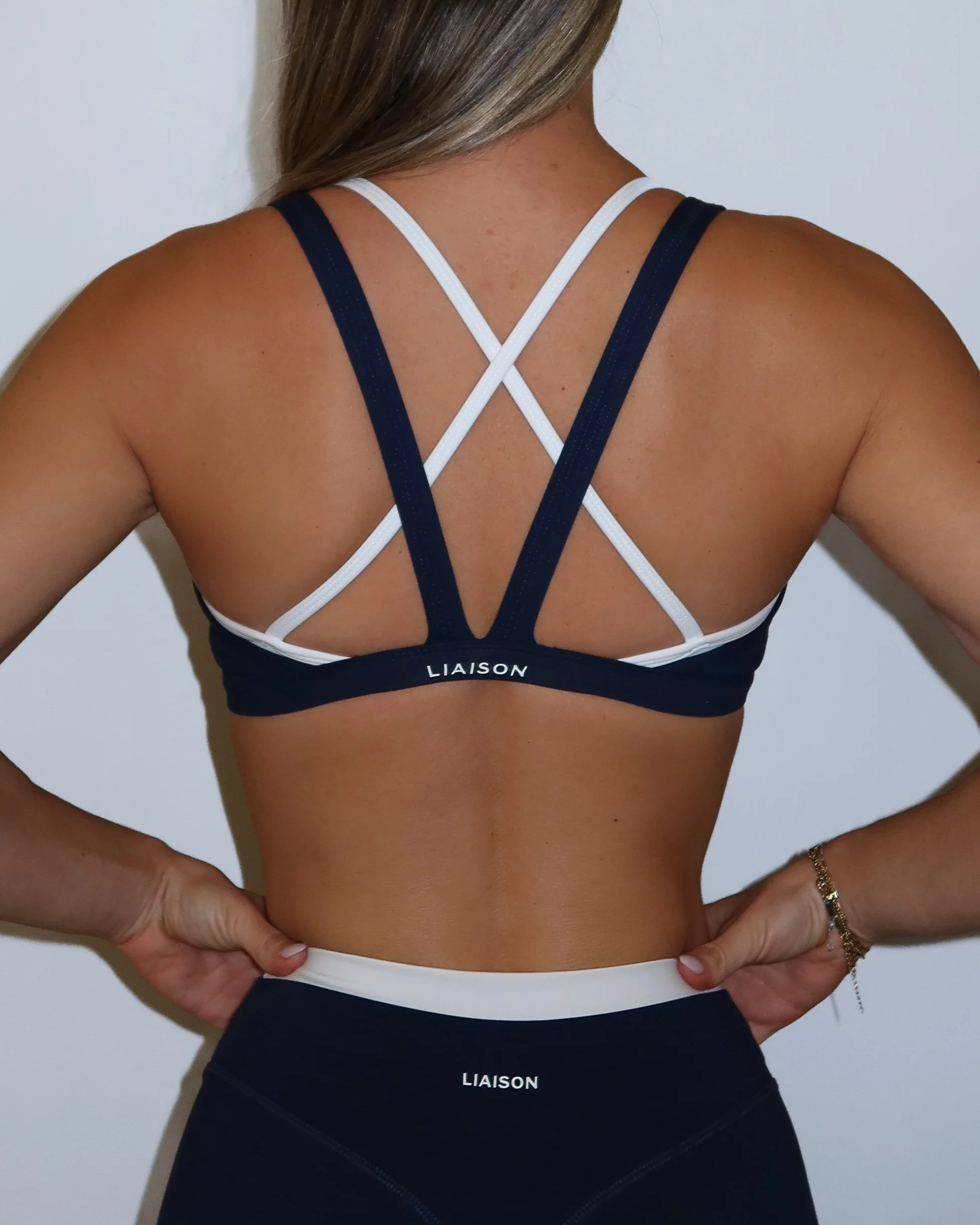 Double Layer Pulse Bra - Navy & White - Image 4