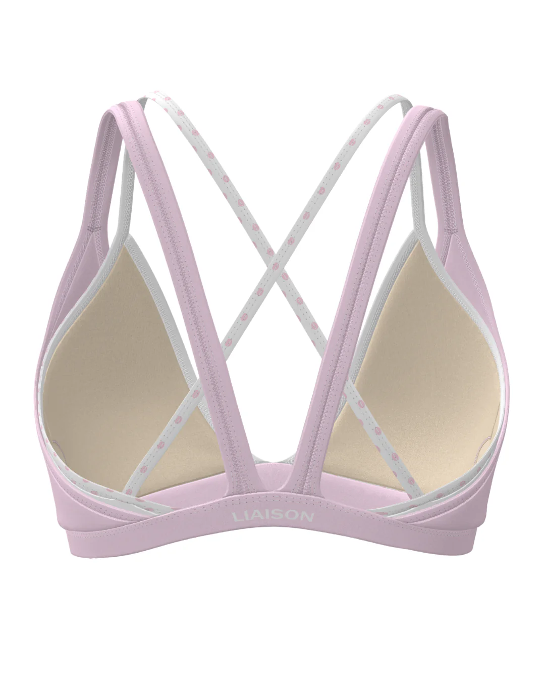Double Layer Pulse Bra - Soft Pink & White Polka Dots - Image 2