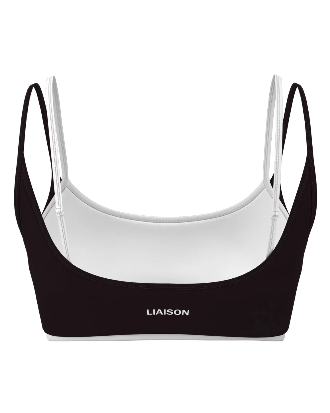 Double Layer Scoop Bra - Black & White - Image 3
