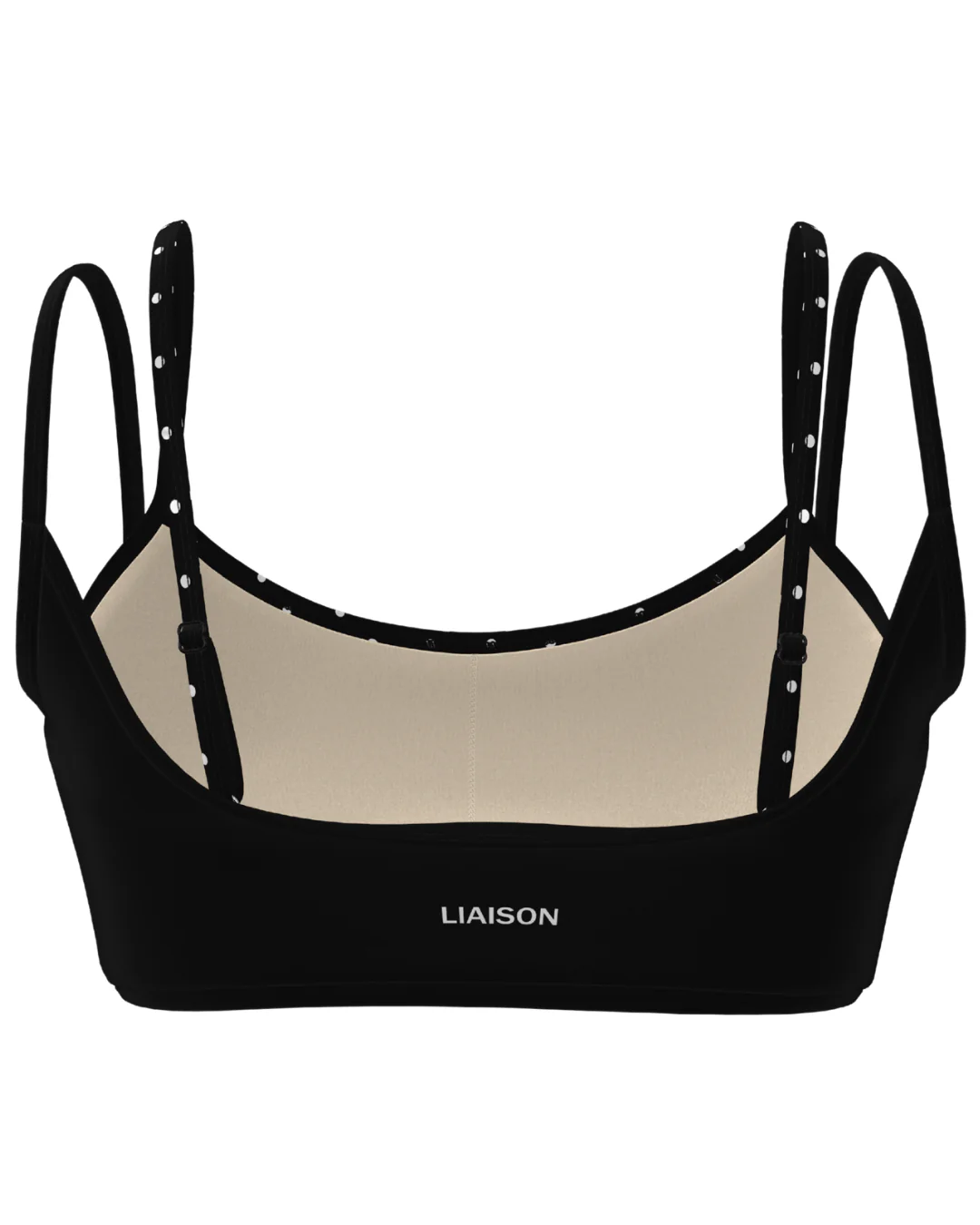 Double Layer Scoop Bra - Black & White Polka Dots - Image 3
