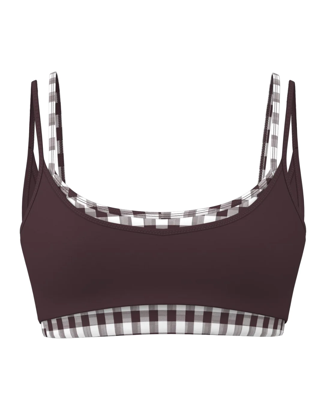 Double Layer Scoop Bra - Chocolate Cherry & Gingham
