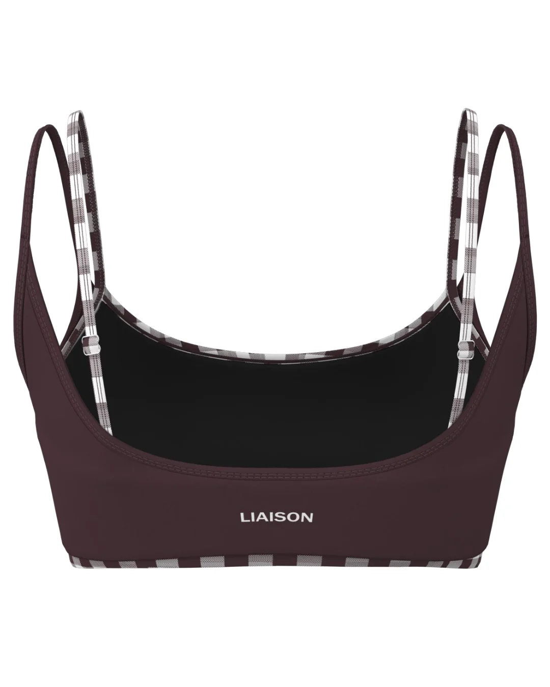Double Layer Scoop Bra - Chocolate Cherry & Gingham - Image 3