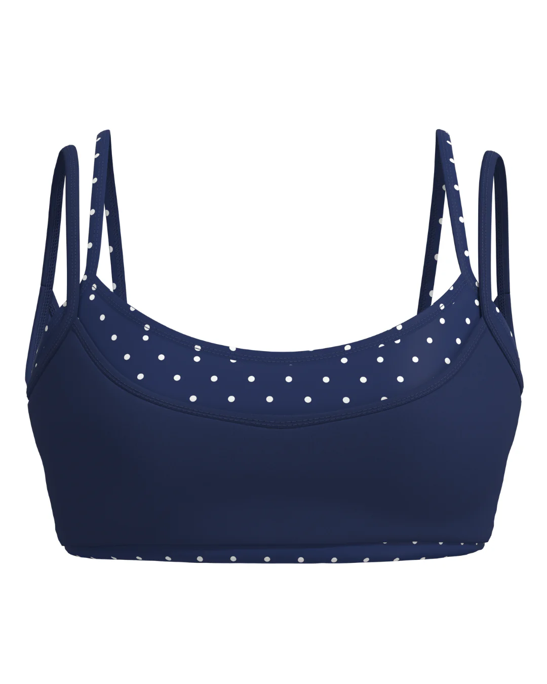 Double Layer Scoop Bra - Cypress & White Polka Dots