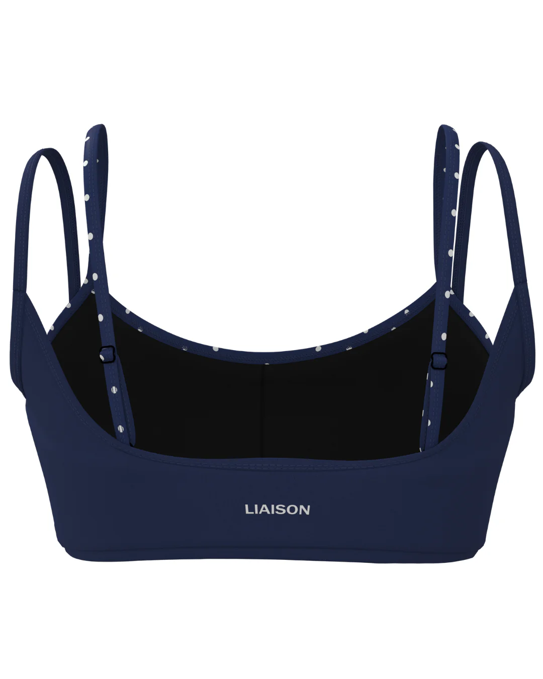 Double Layer Scoop Bra - Cypress & White Polka Dots - Image 3