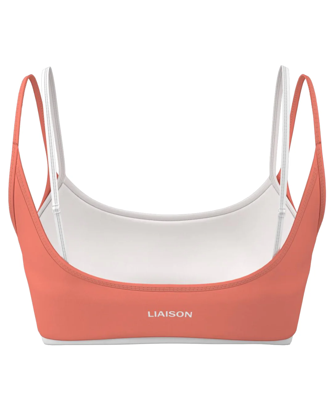 Double Layer Scoop Bra - Guava & White - Image 3