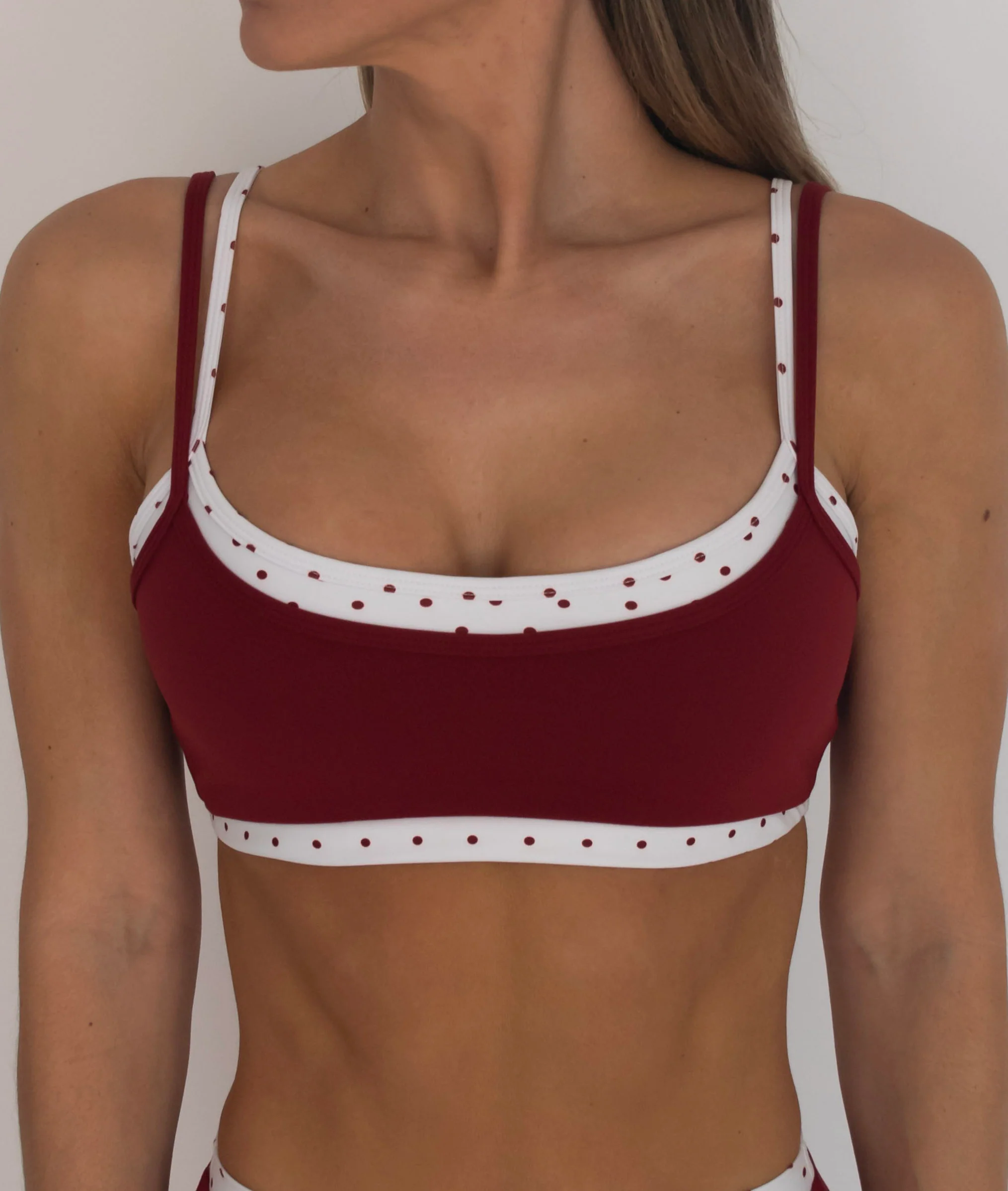 Double Layer Scoop Bra - Kiss & White Polka Dots - Image 2