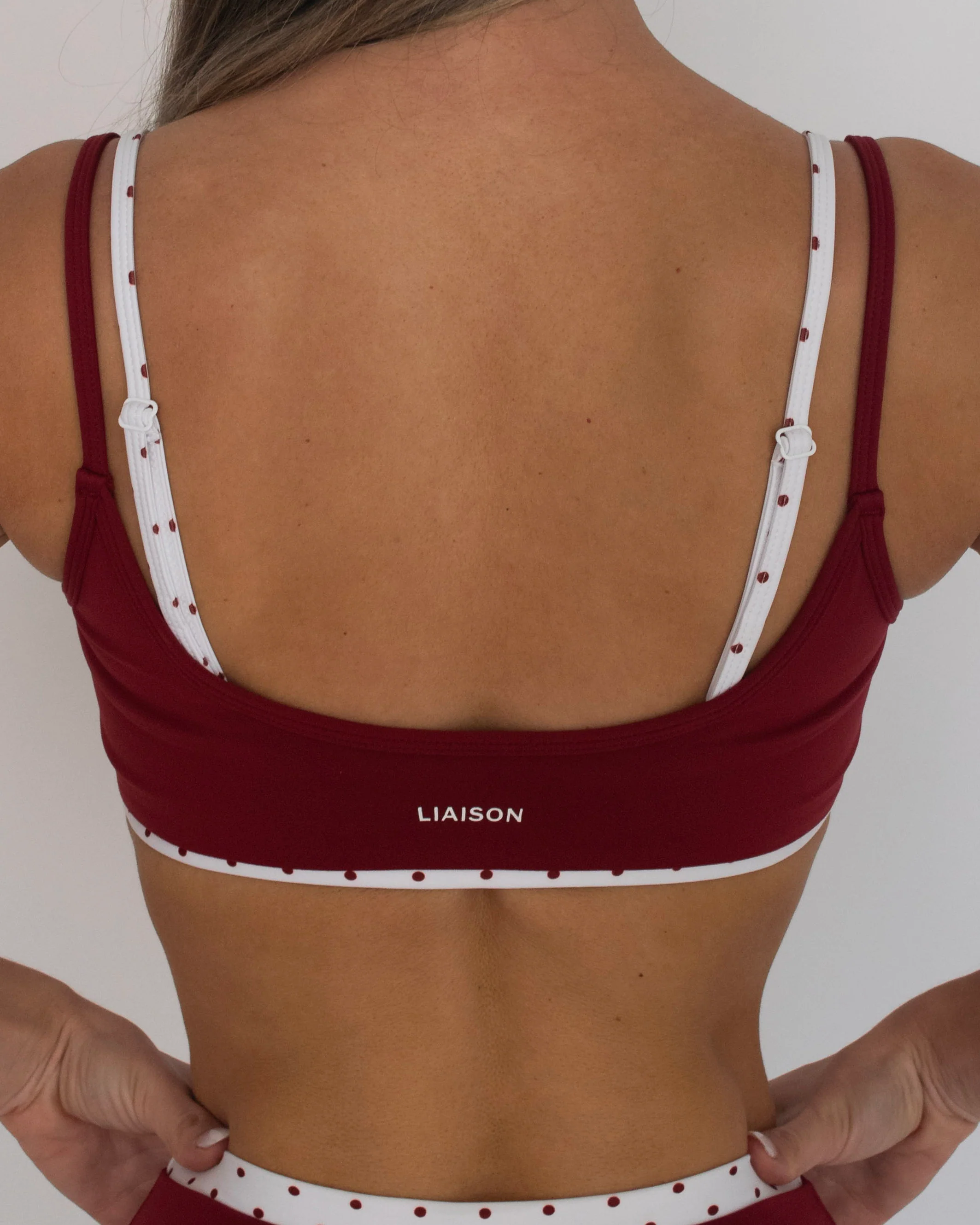 Double Layer Scoop Bra - Kiss & White Polka Dots - Image 4
