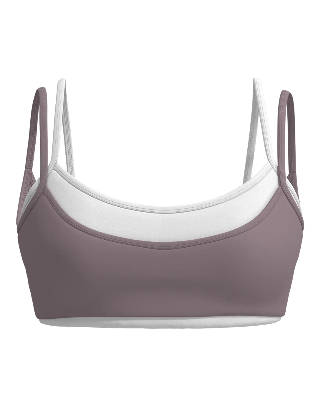 Double Layer Scoop Bra - Mauve & White