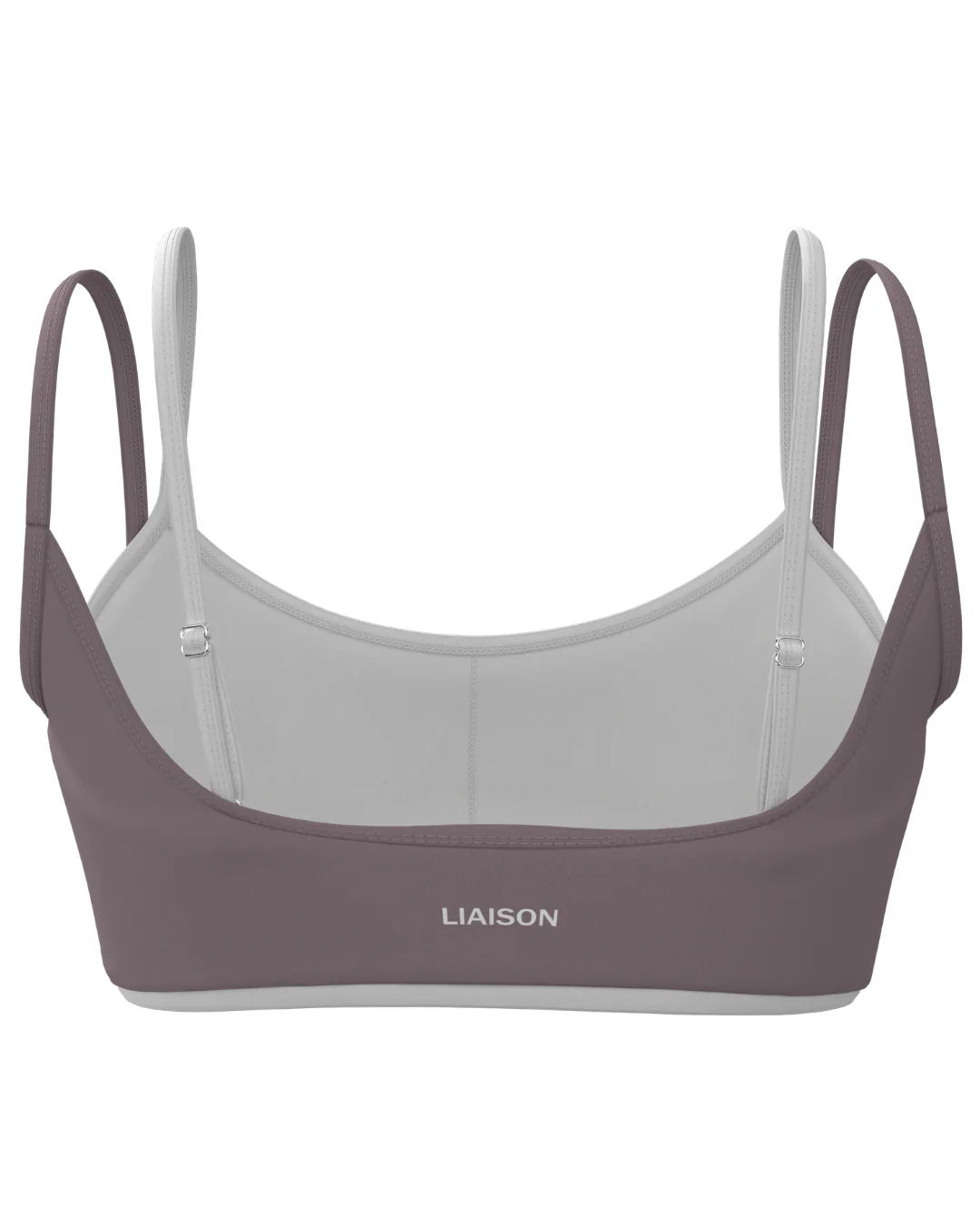 Double Layer Scoop Bra - Mauve & White - Image 3