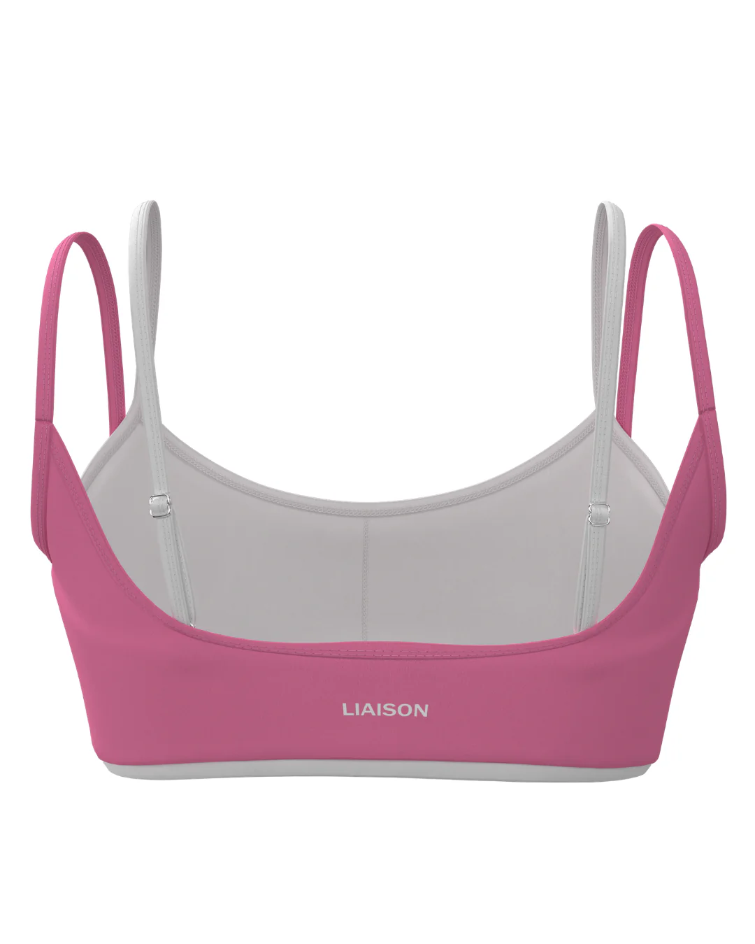 Double Layer Scoop Bra - Passion Pink & White - Image 3