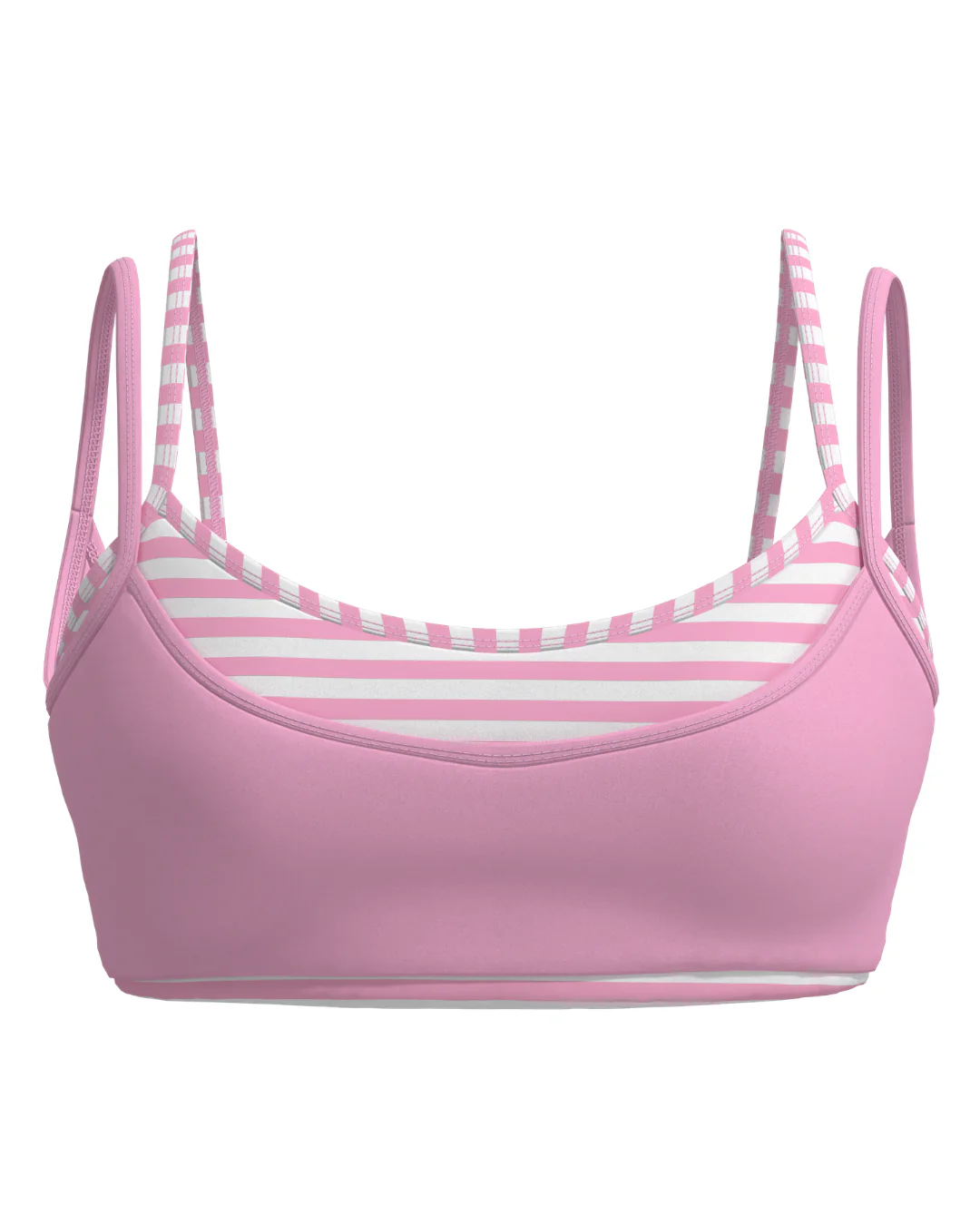 Double Layer Scoop Bra - Petal Pink & Stripes