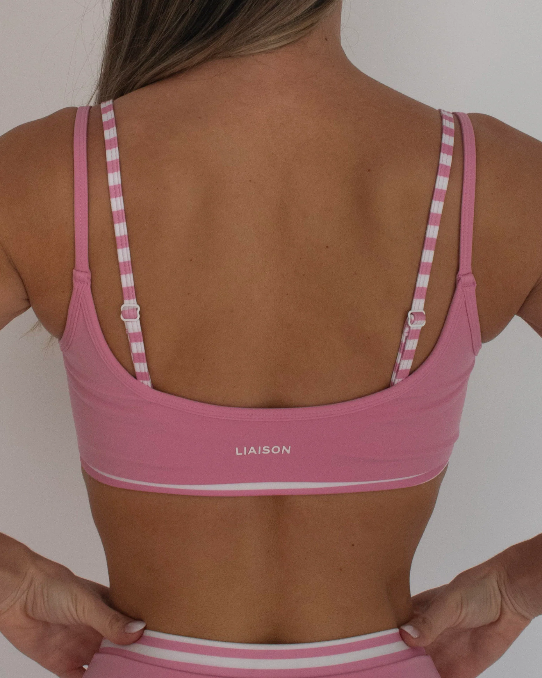 Double Layer Scoop Bra - Petal Pink & Stripes - Image 4