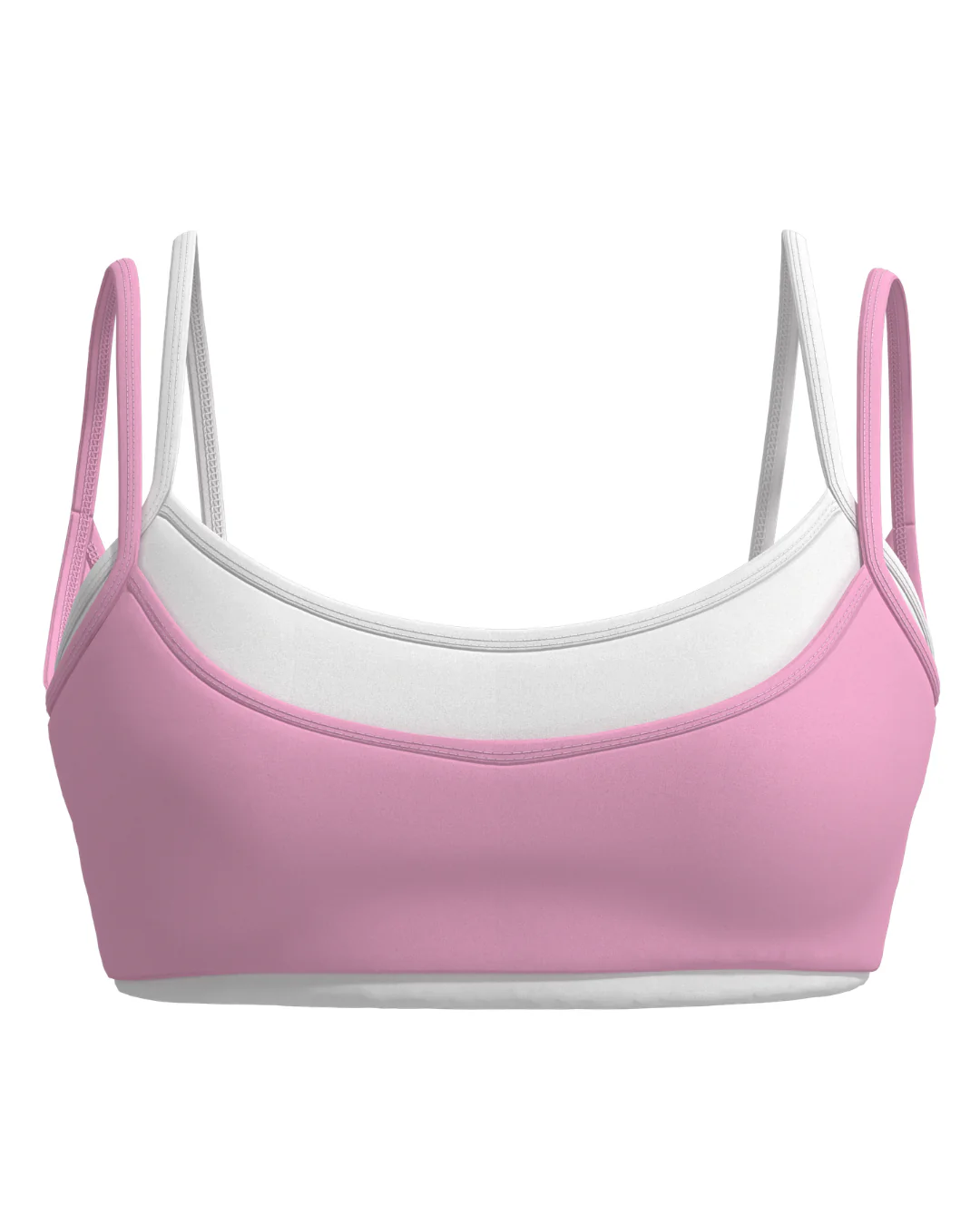 Double Layer Scoop Bra - Petal Pink & White