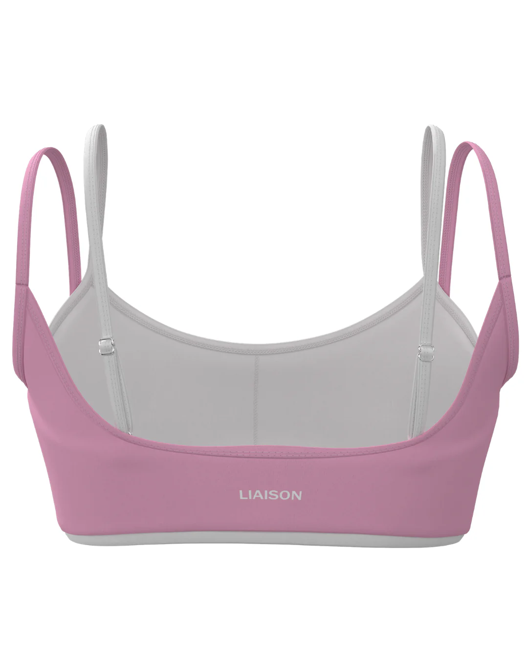 Double Layer Scoop Bra - Petal Pink & White - Image 3