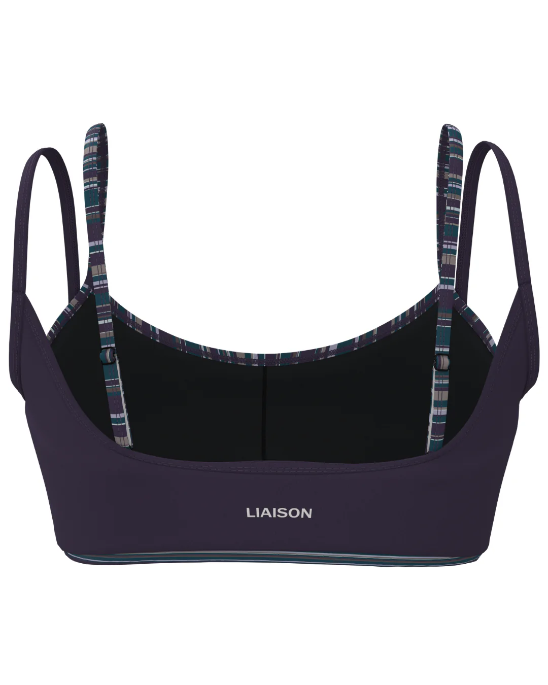 Double Layer Scoop Bra - Plum & Teal + Plum Stripes - Image 2