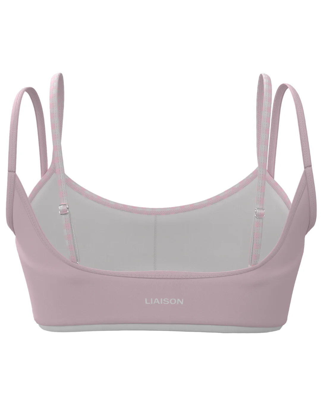 Double Layer Scoop Bra - Soft Pink & Gingham - Image 3