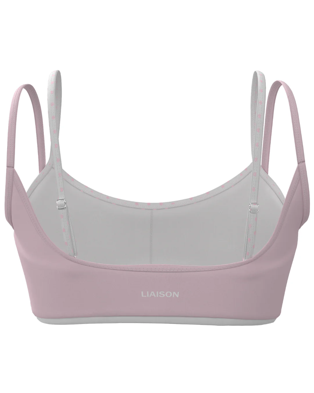 Double Layer Scoop Bra - Soft Pink & White Polka Dots - Image 3
