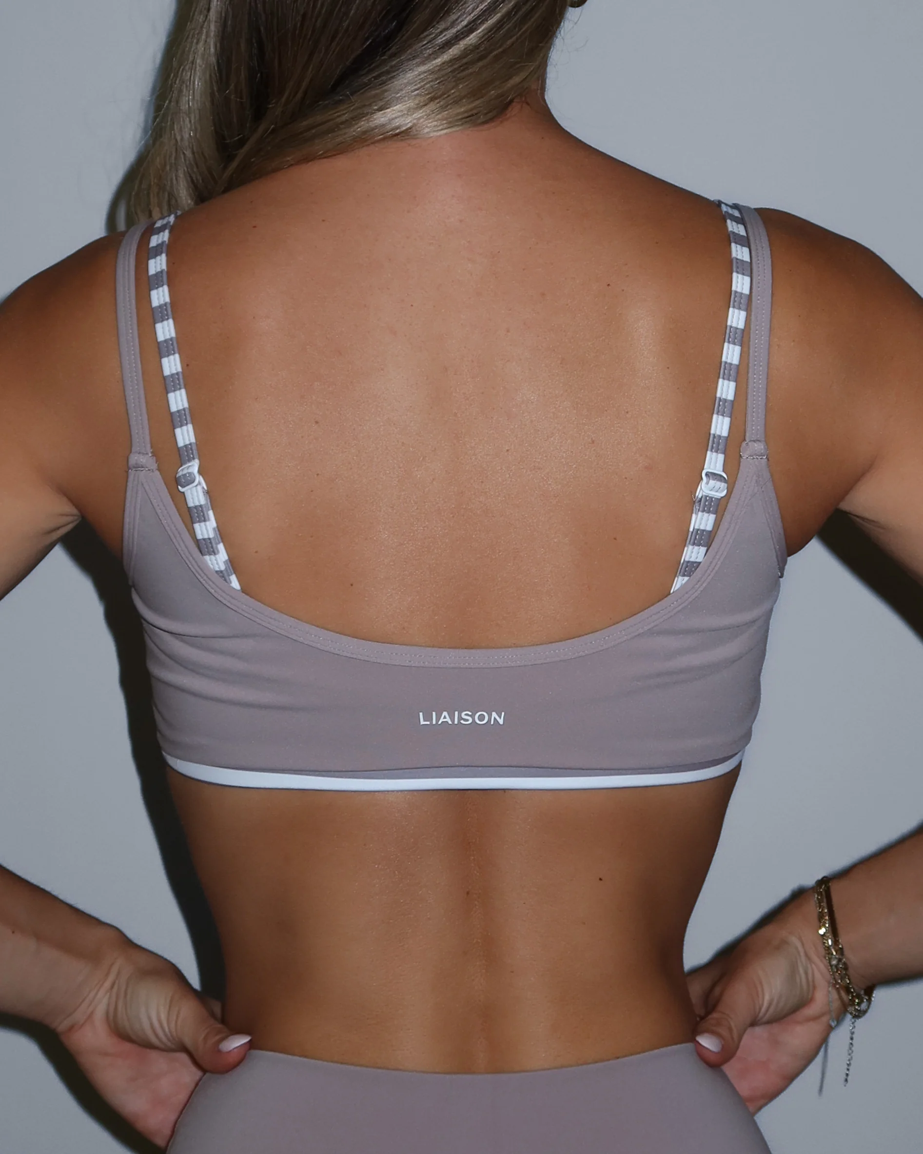 Double Layer Scoop Bra - Truffle & Stripes - Image 4