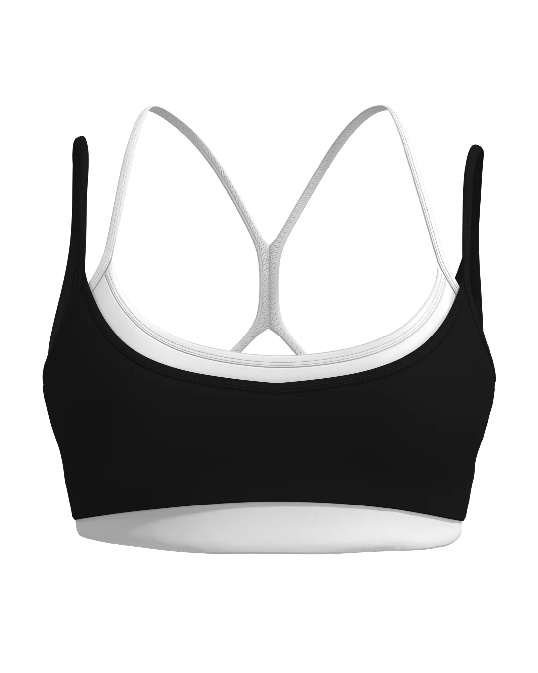 Double Layer Sporty Scoop Bra - Black & White