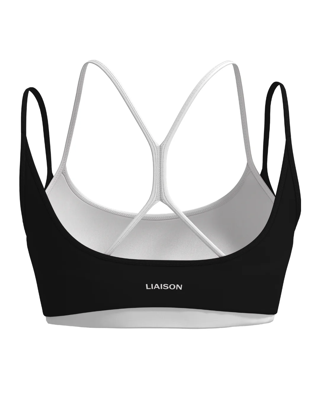 Double Layer Sporty Scoop Bra - Black & White - Image 3