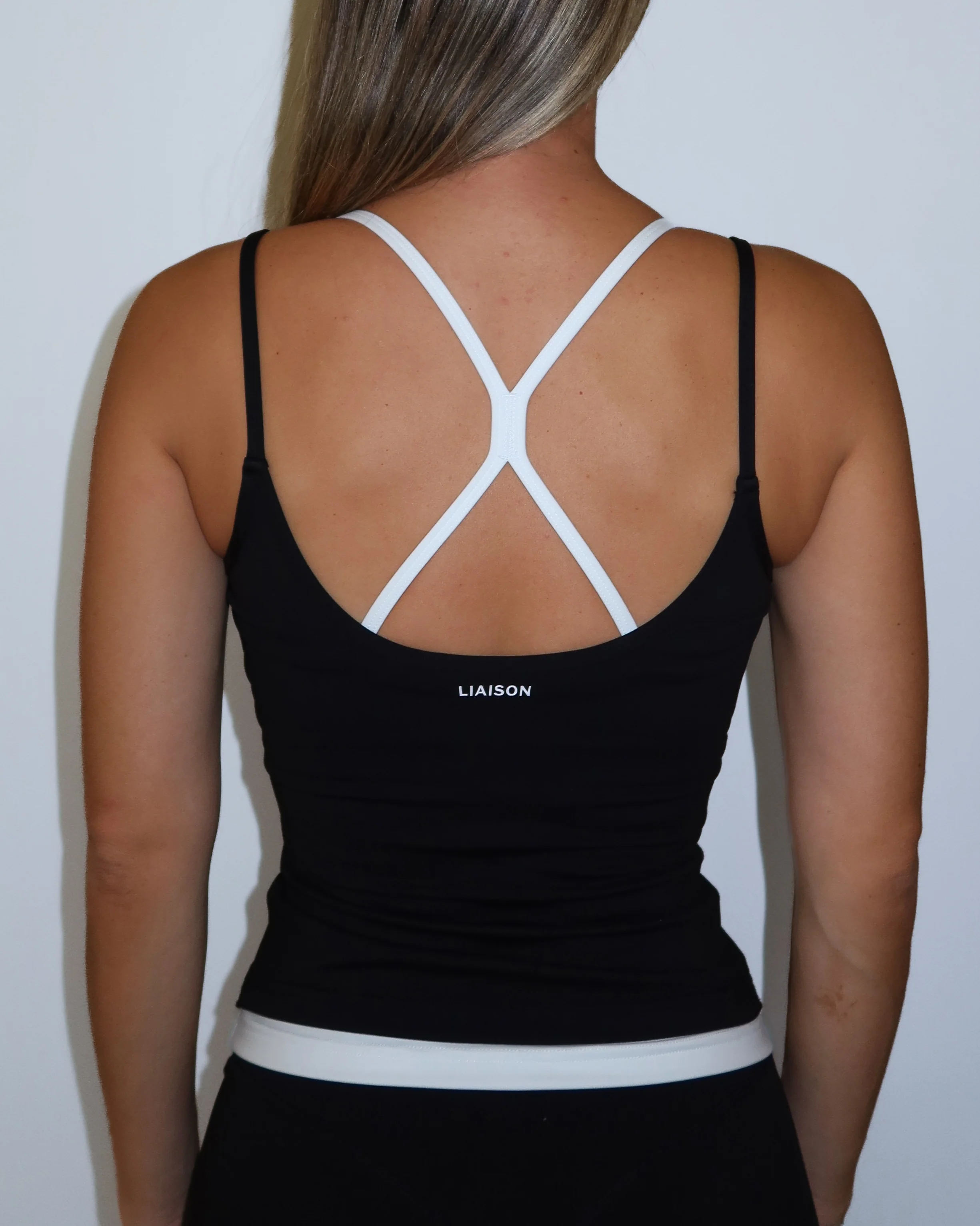 Double Layer Sporty Tank - Black & White - Image 4