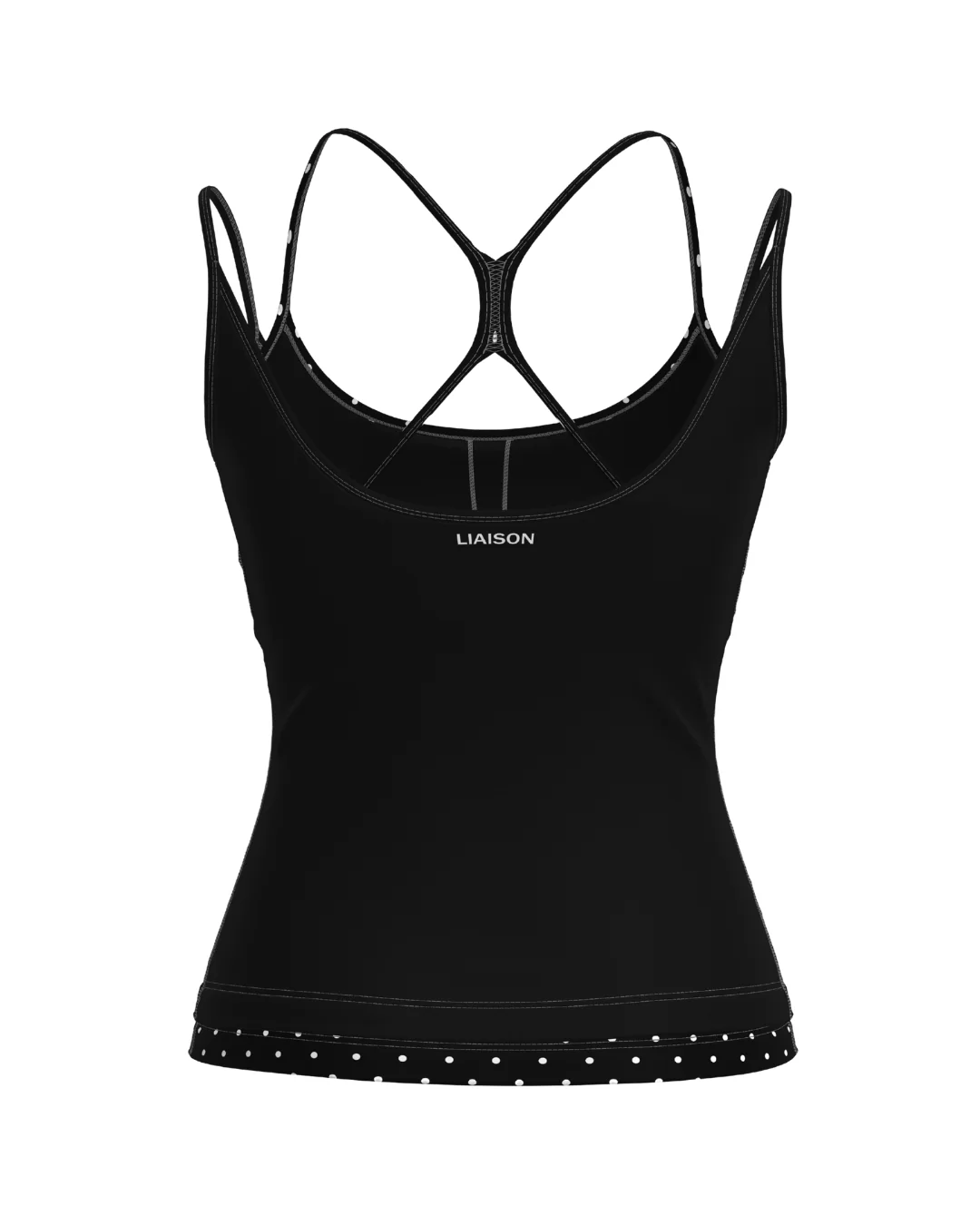 Double Layer Sporty Tank - Black & White Polka Dots - Image 2