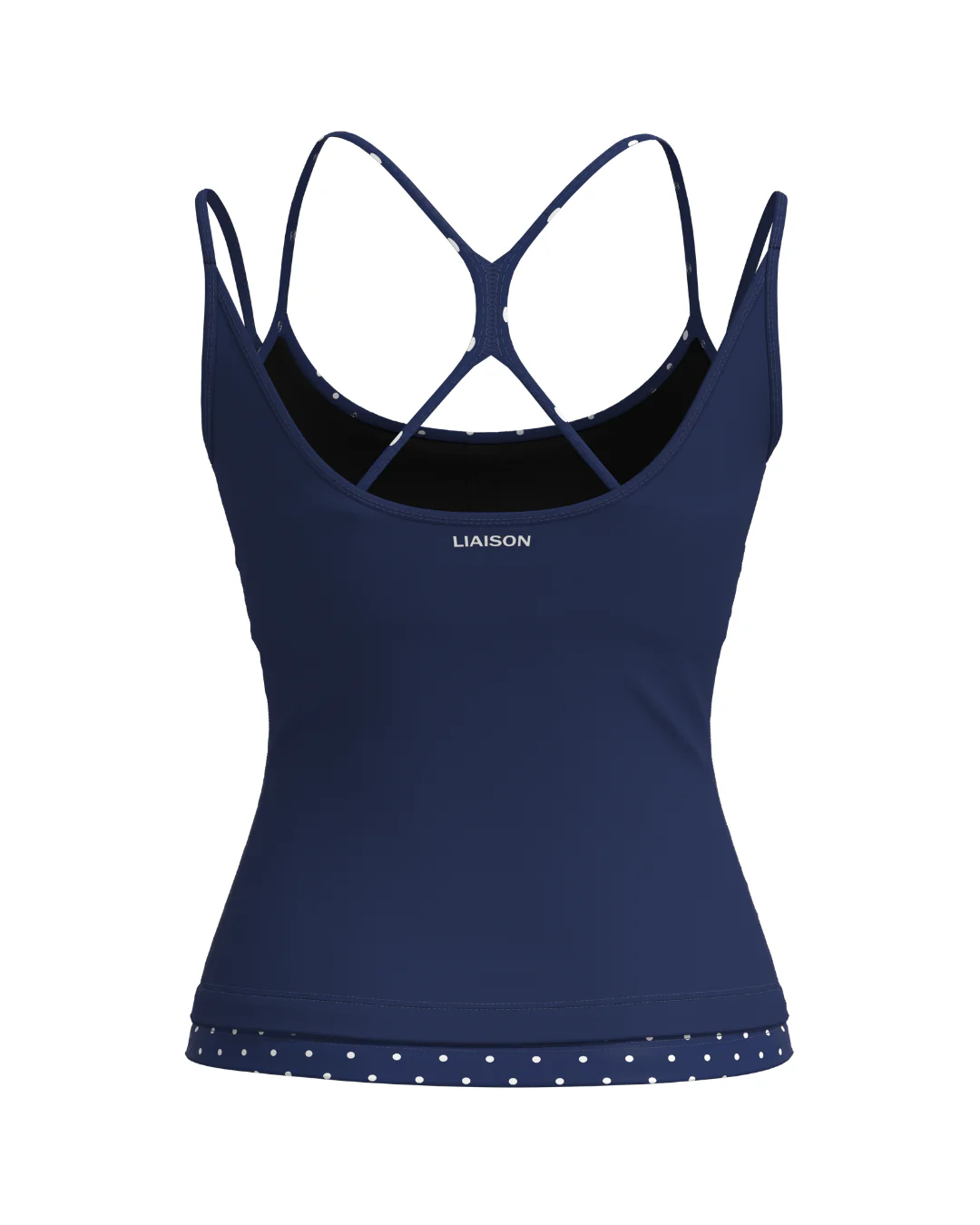 Double Layer Sporty Tank - Cypress & White Polka Dots - Image 3