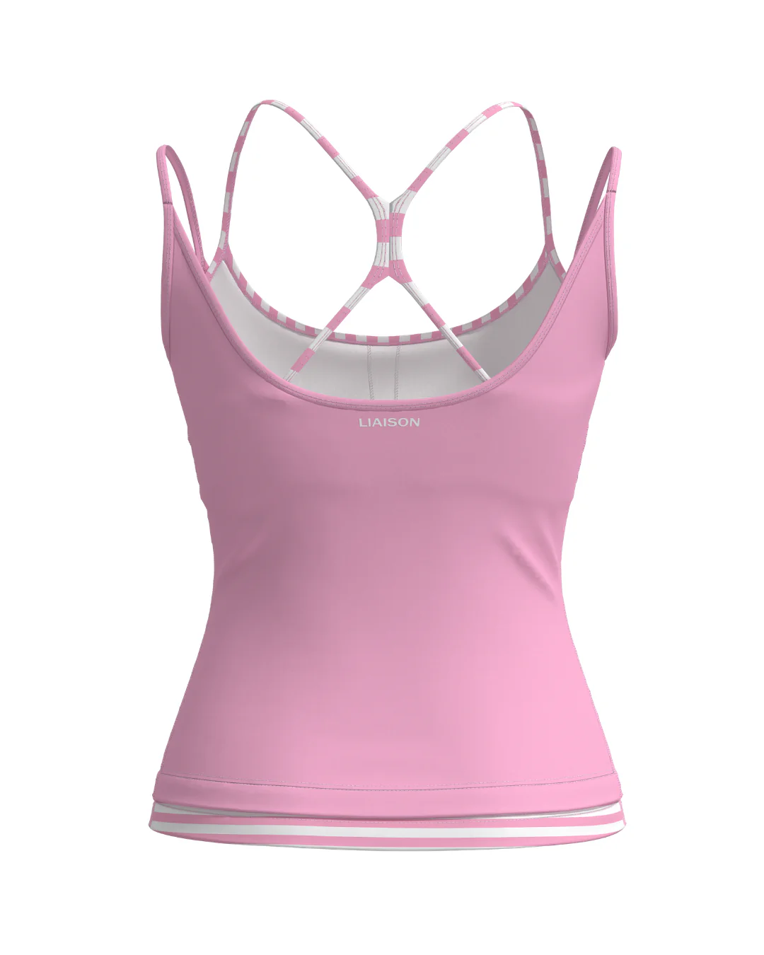 Double Layer Sporty Tank - Petal Pink & Stripes - Image 3