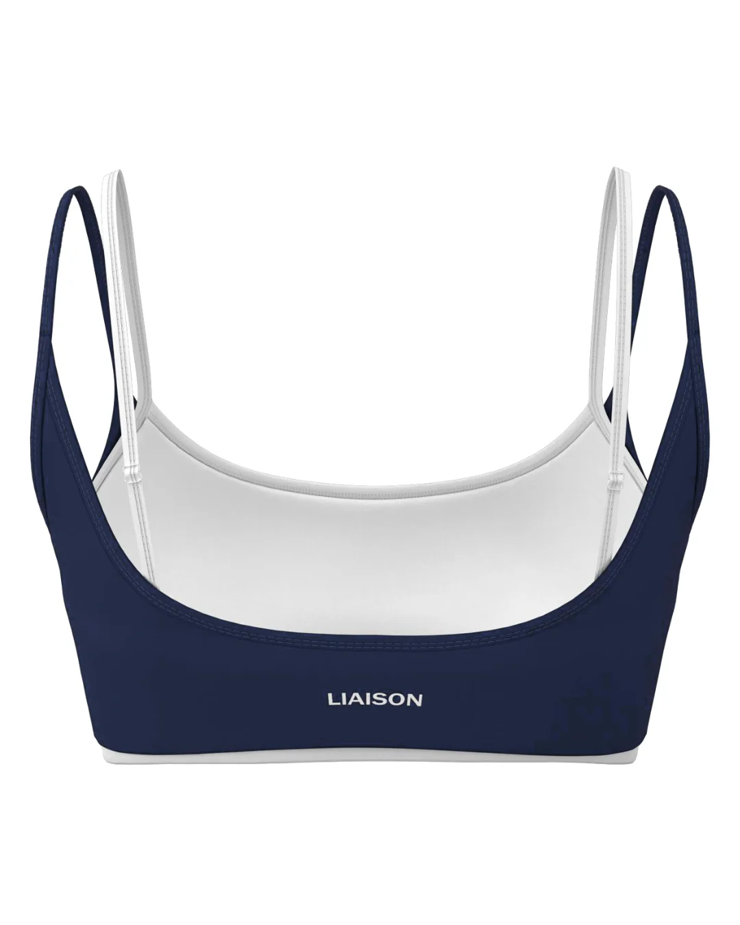 Double Layer Scoop Bra - Navy & White - Image 3