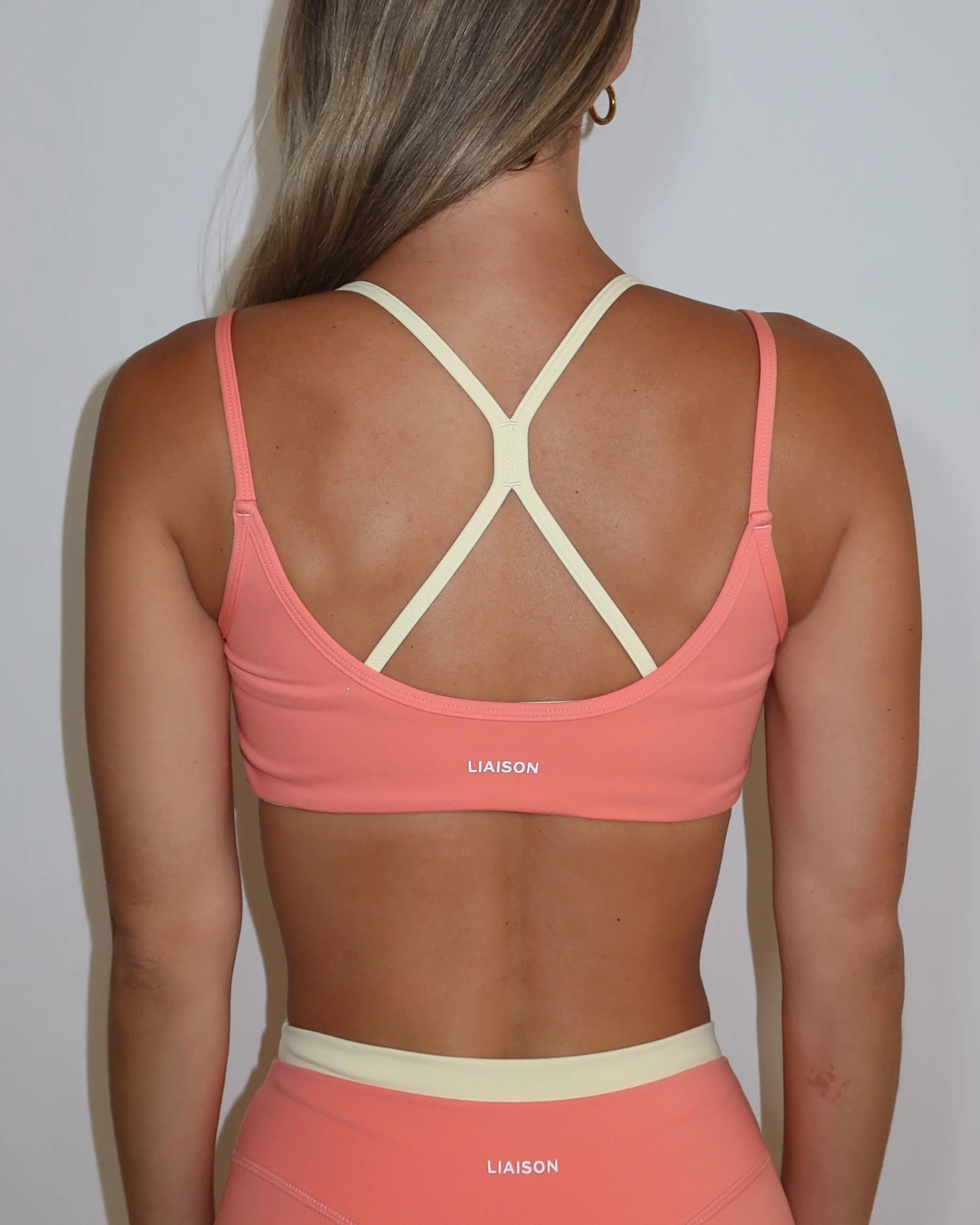 Double Layer Sporty Scoop Bra - Guava & Daylight - Image 4