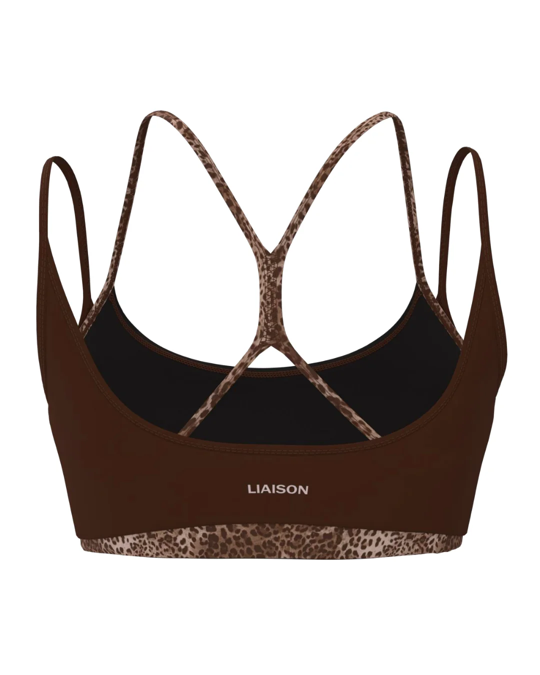 Double Layer Sporty Scoop Bra - Mocha Brown & Wild Side - Image 3