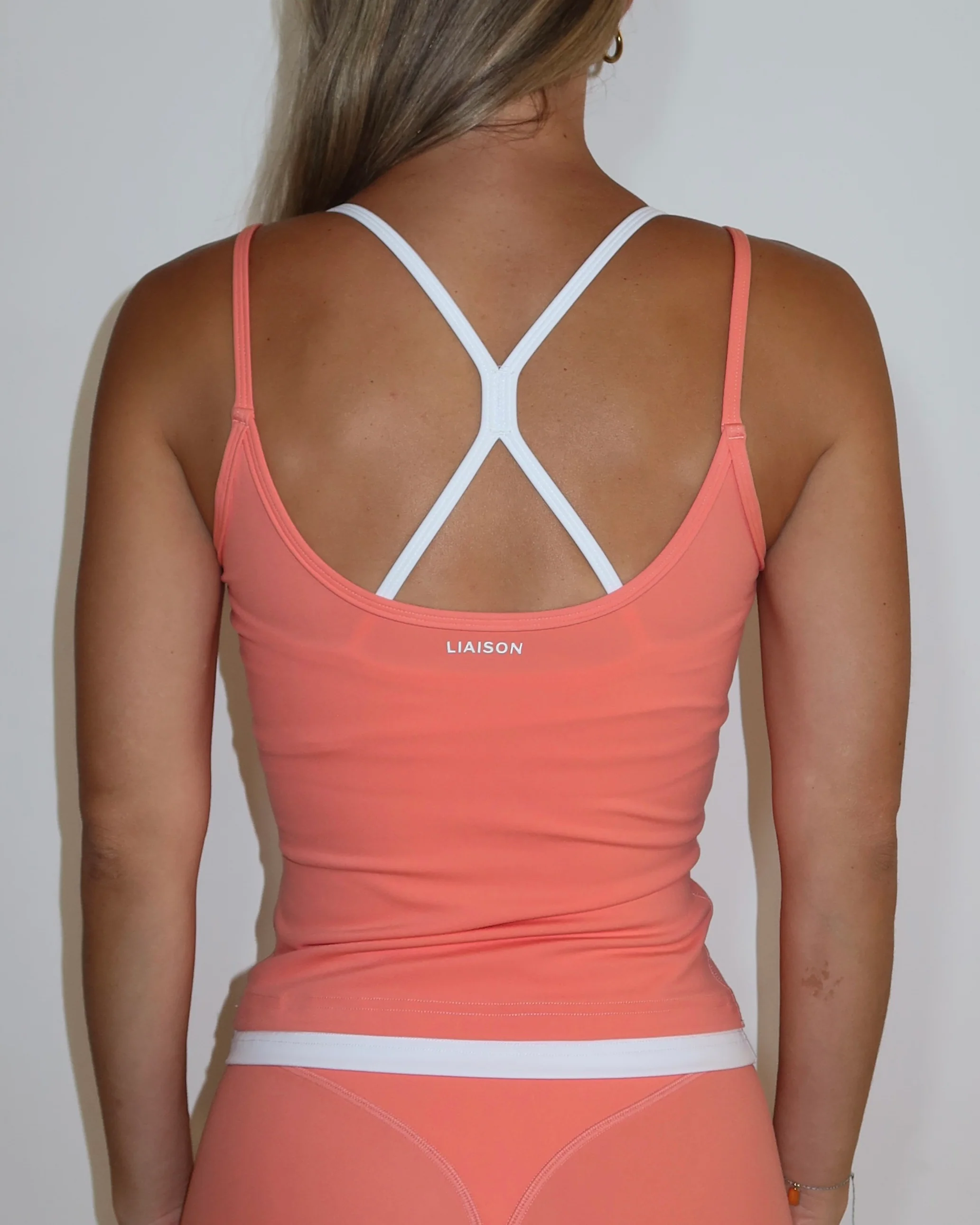 Double Layer Sporty Tank - Guava & White - Image 4