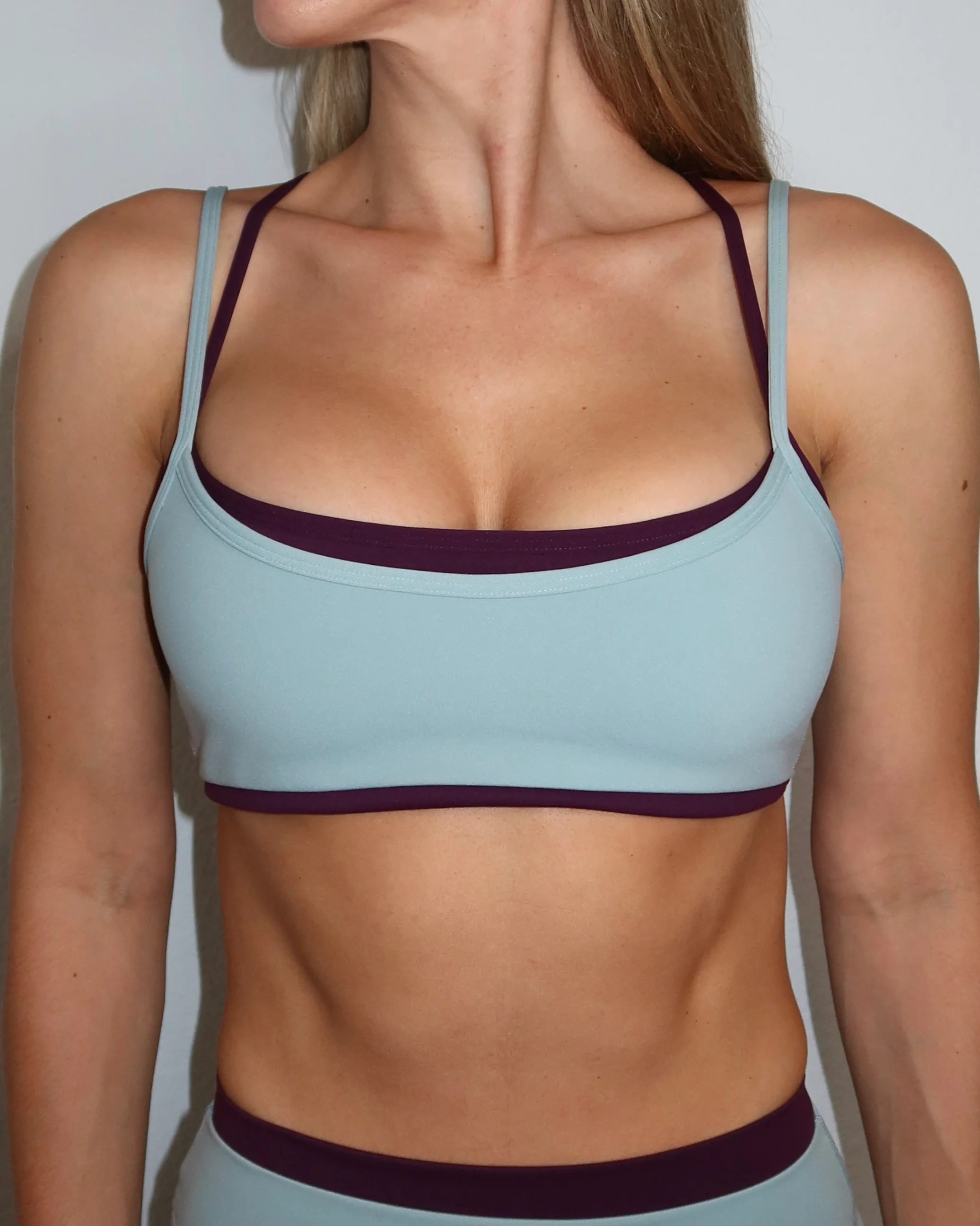 Layered Cross Back Bra - Icey Blue & Merlot - Image 3