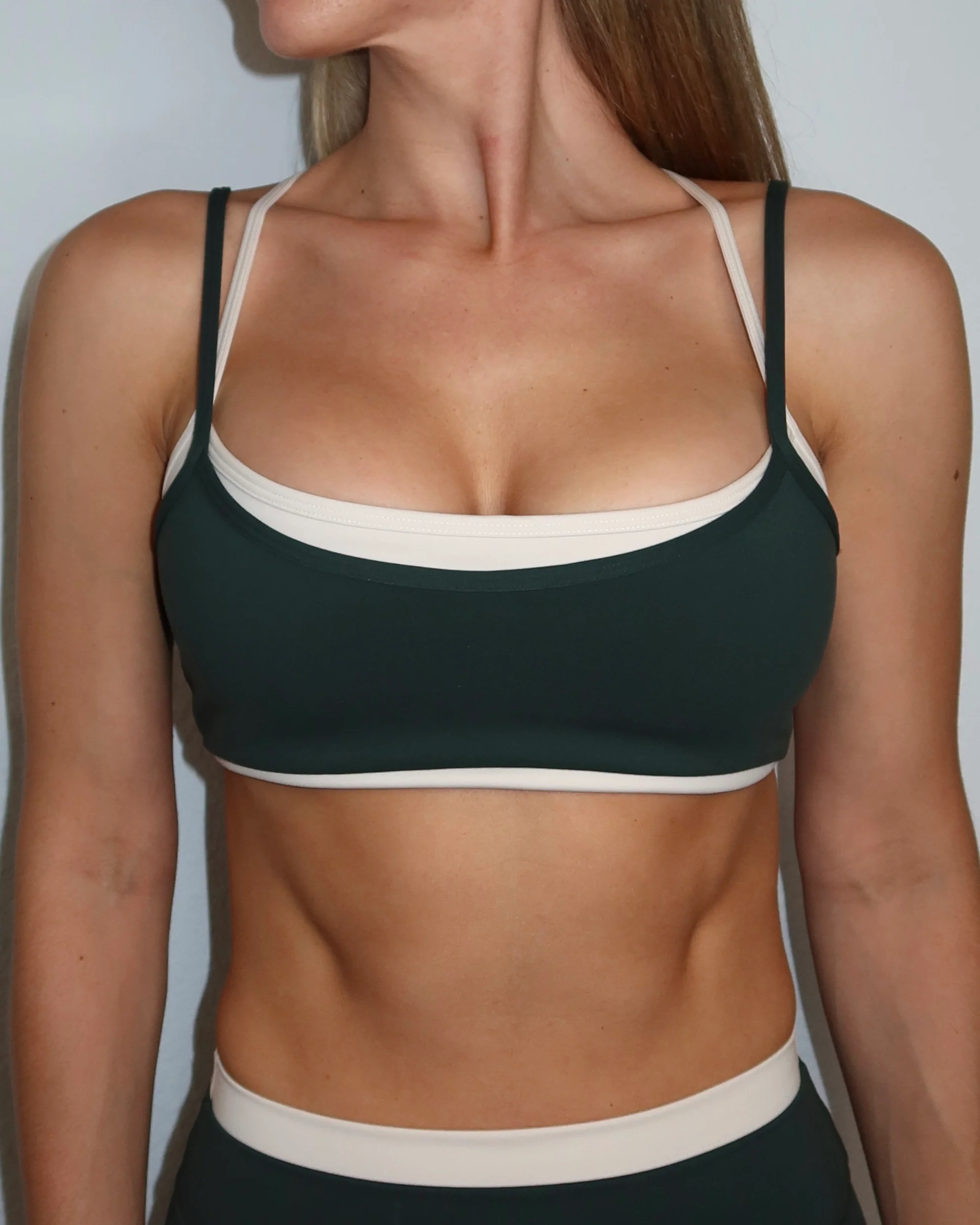 Layered Cross Back Bra - Pine & Sand - Image 3