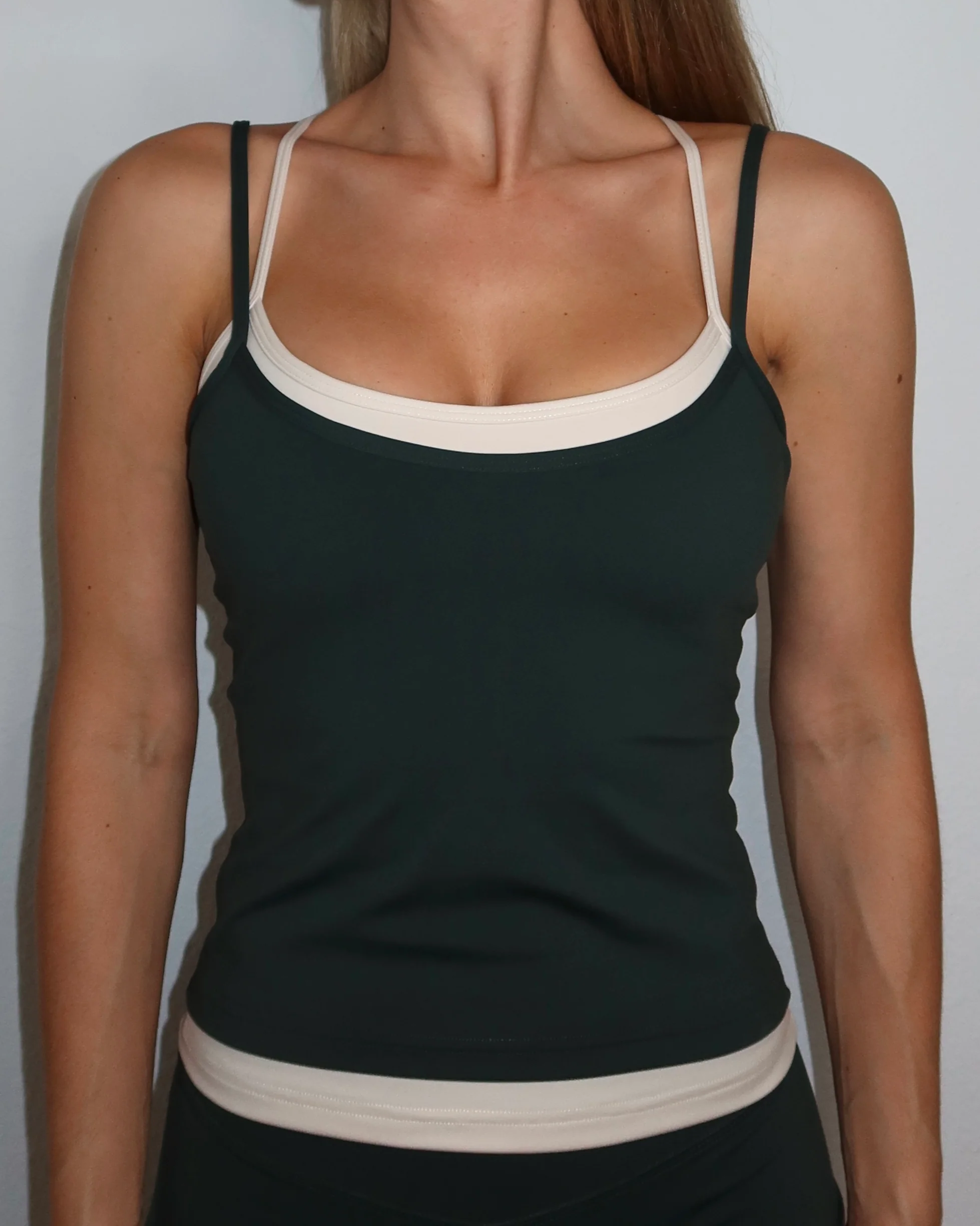 Layered Cross Back Tank - Pine & Sand - Image 3